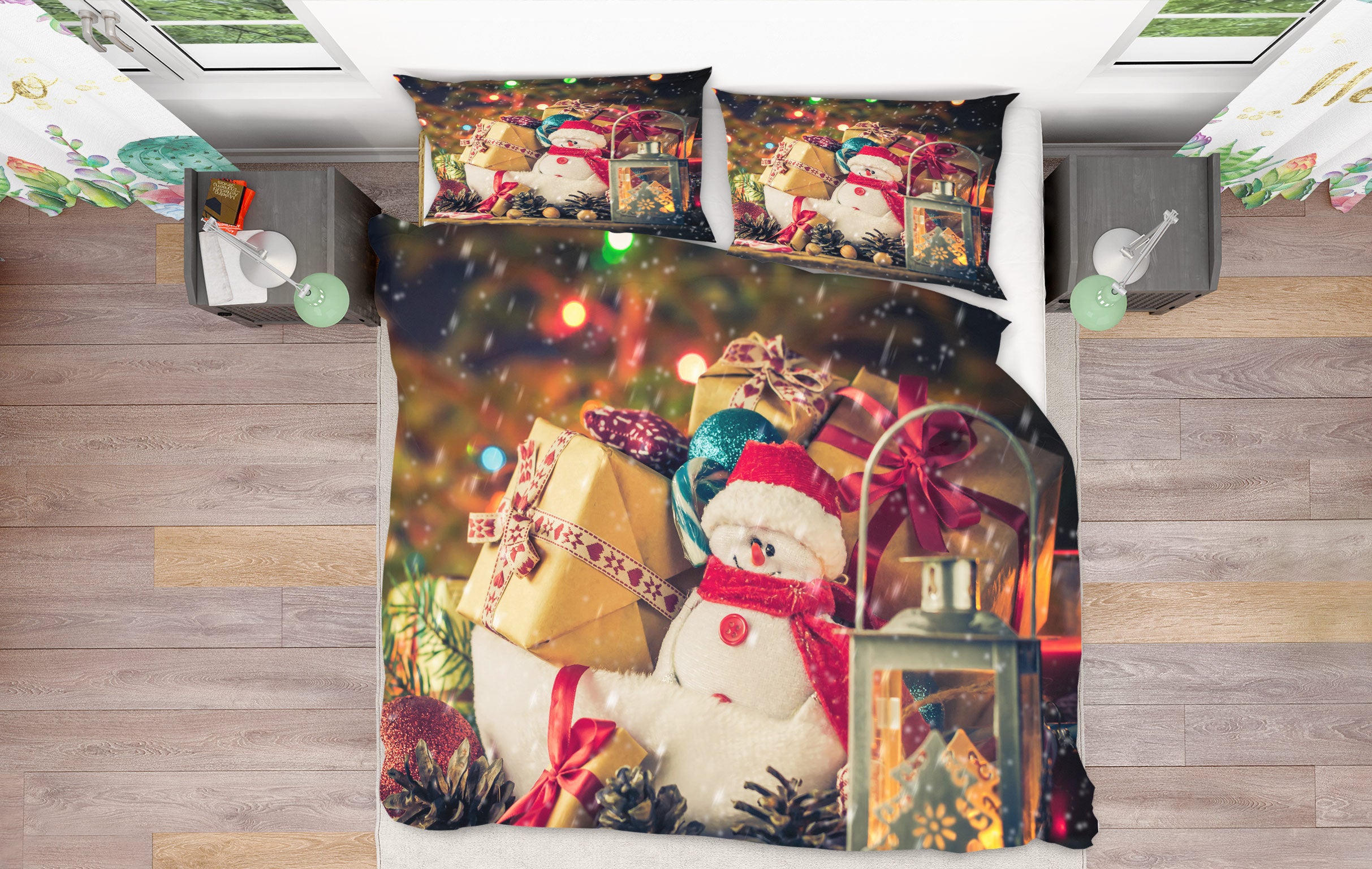 3D Snowman Doll Gift 52131 Christmas Quilt Duvet Cover Xmas Bed Pillowcases