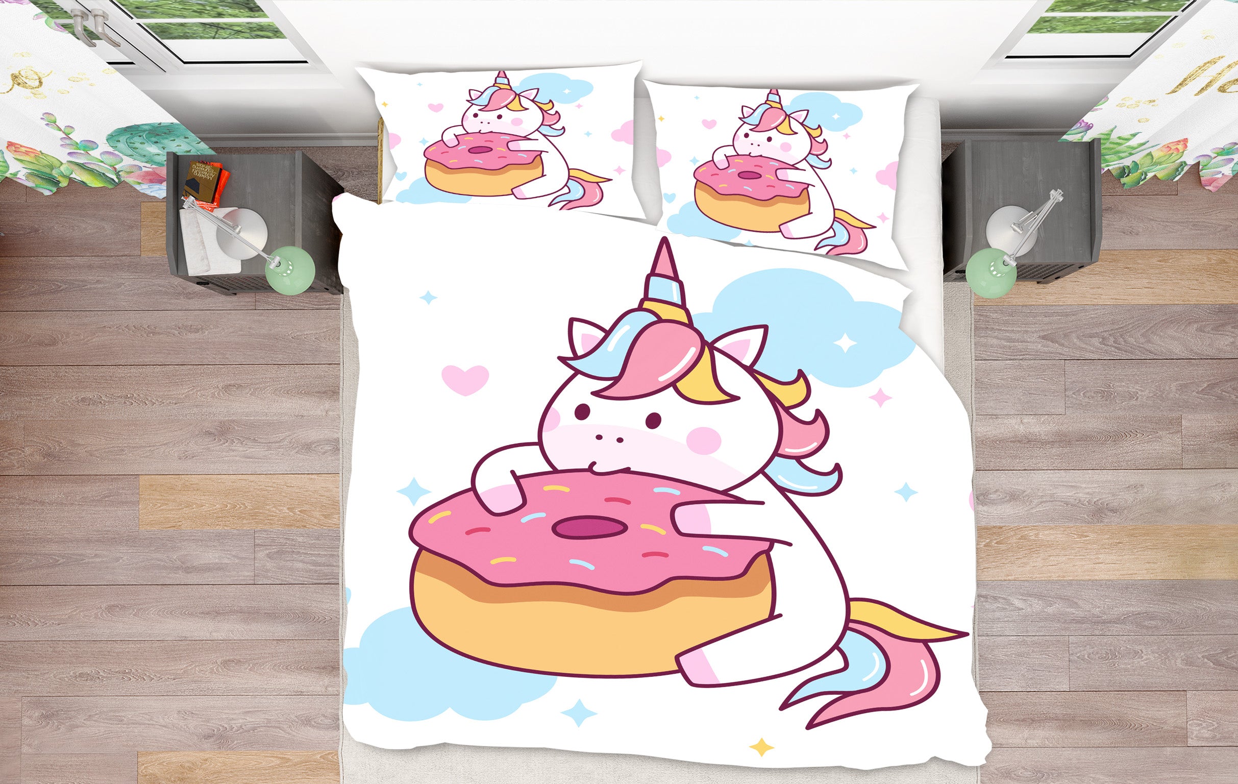 3D Donuts Unicorn 67038 Bed Pillowcases Quilt