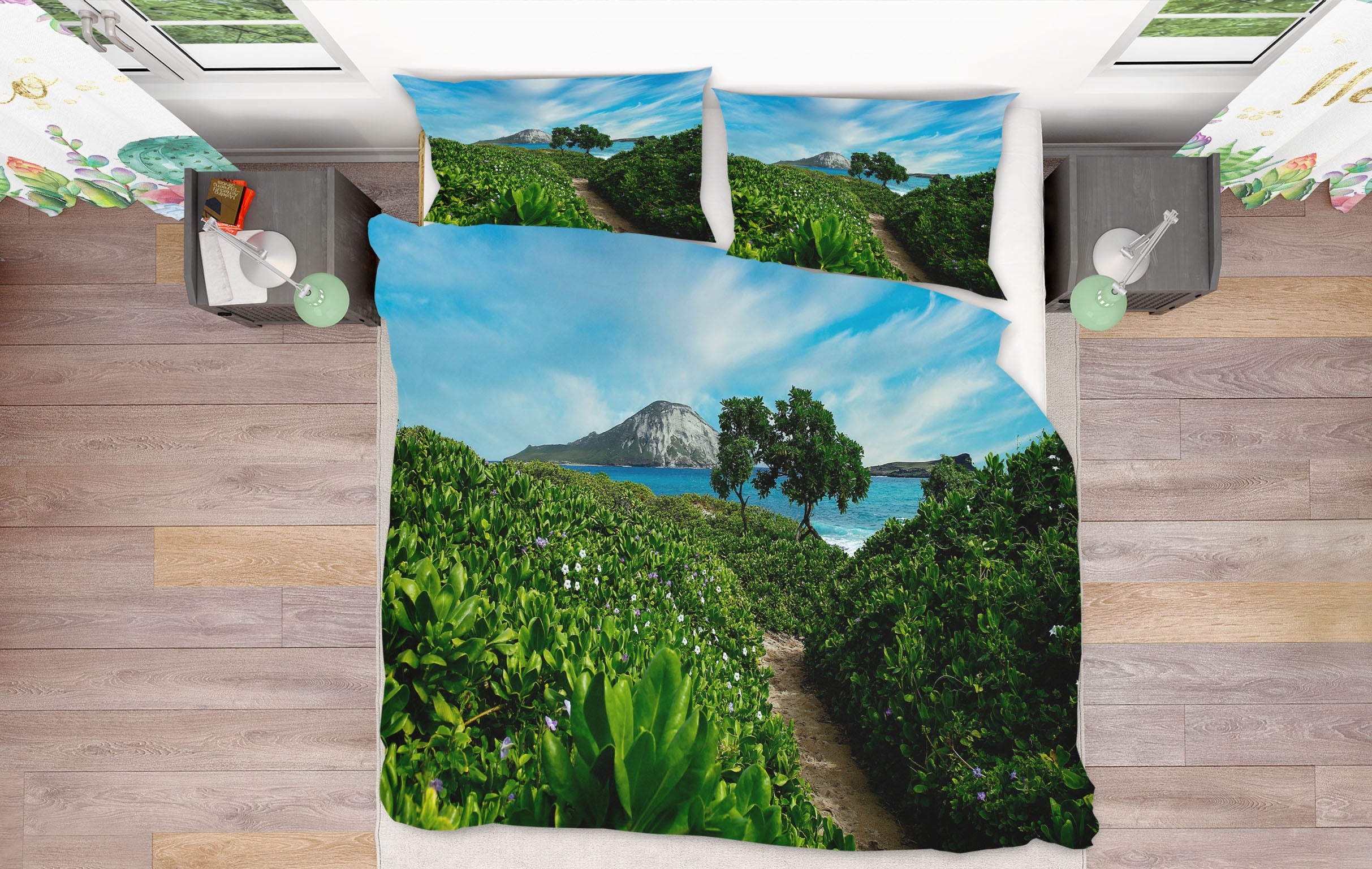 3D Grassy Tree Path 8692 Kathy Barefield Bedding Bed Pillowcases Quilt