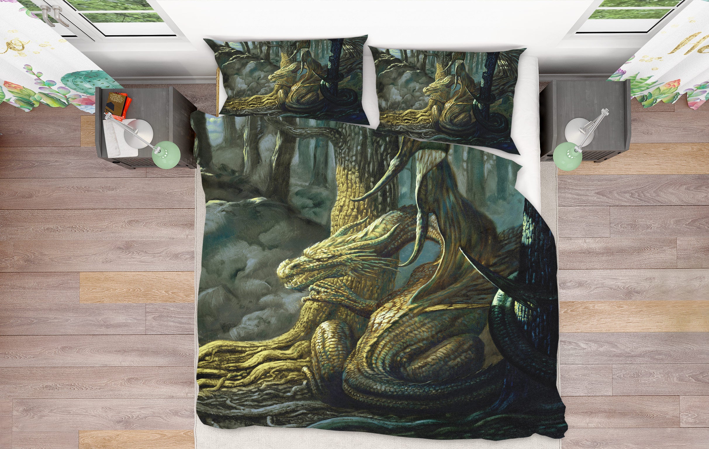 3D Forest Dragon 7013 Ciruelo Bedding Bed Pillowcases Quilt