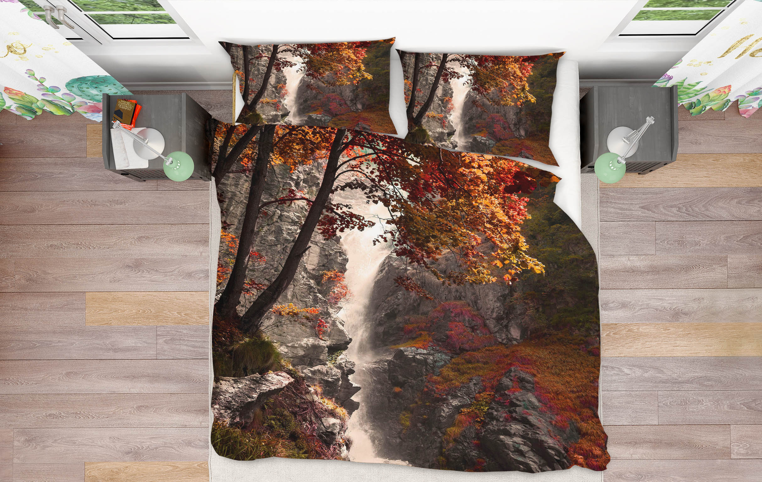 3D Mountain Falls 124 Marco Carmassi Bedding Bed Pillowcases Quilt