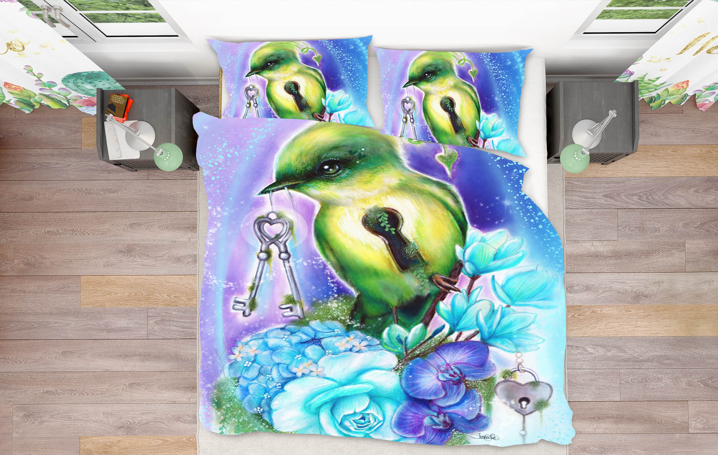 3D Green Bird Key 8630 Sheena Pike Bedding Bed Pillowcases Quilt Cover Duvet Cover