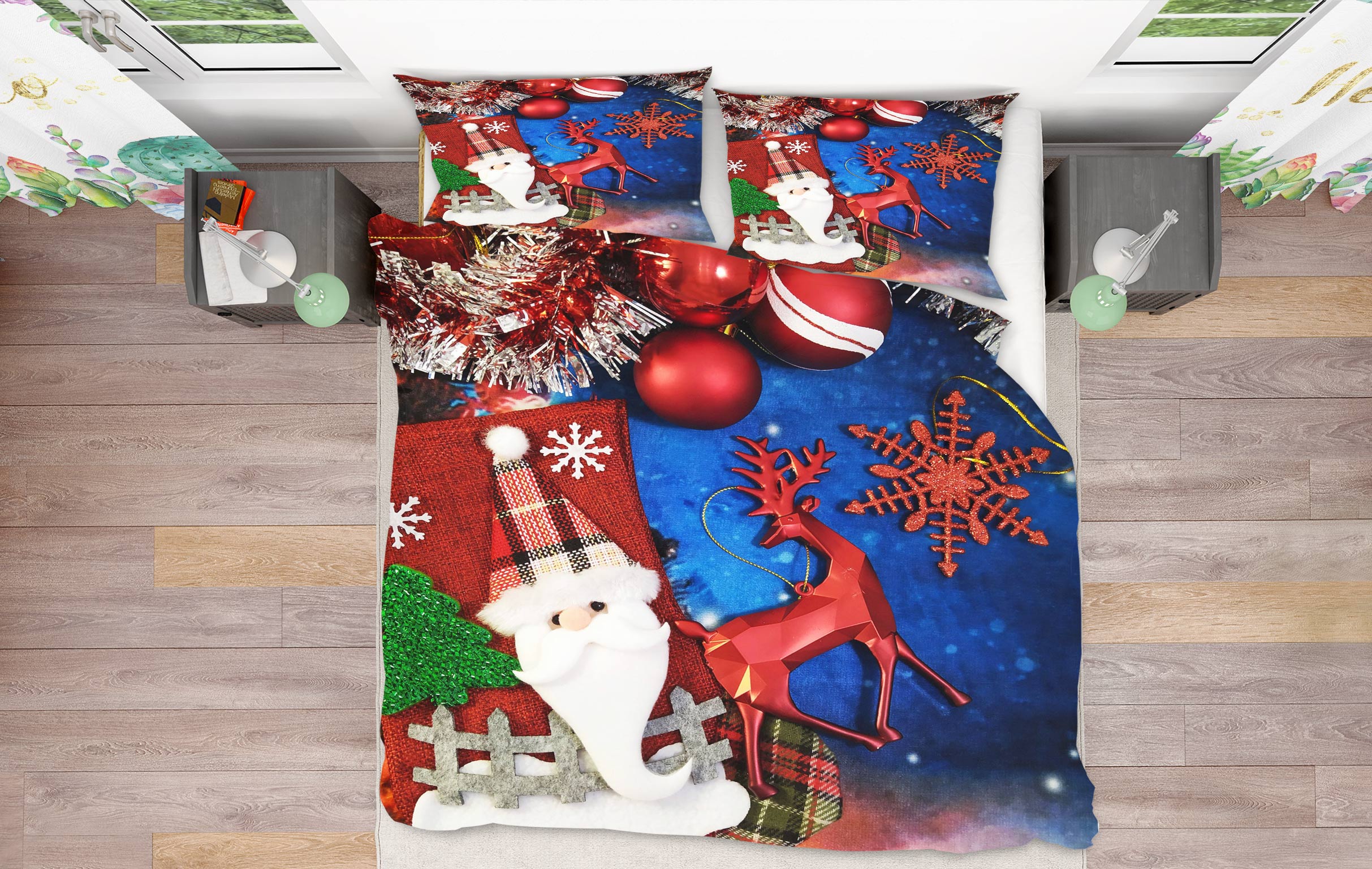3D Santa Deer 52201 Christmas Quilt Duvet Cover Xmas Bed Pillowcases