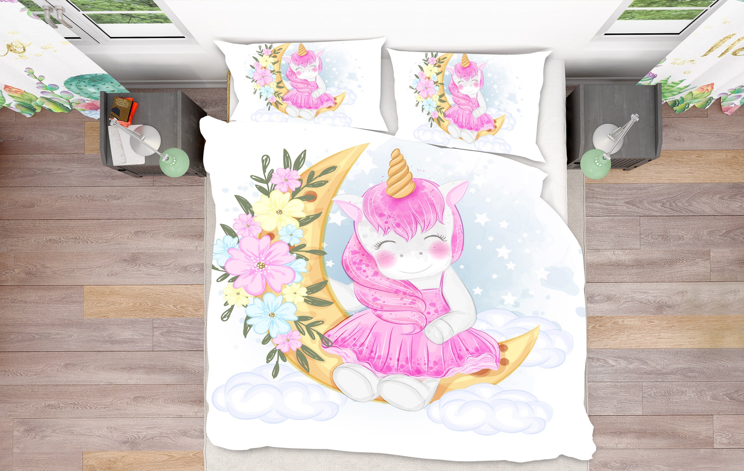 3D Moon Unicorn 64036 Bed Pillowcases Quilt