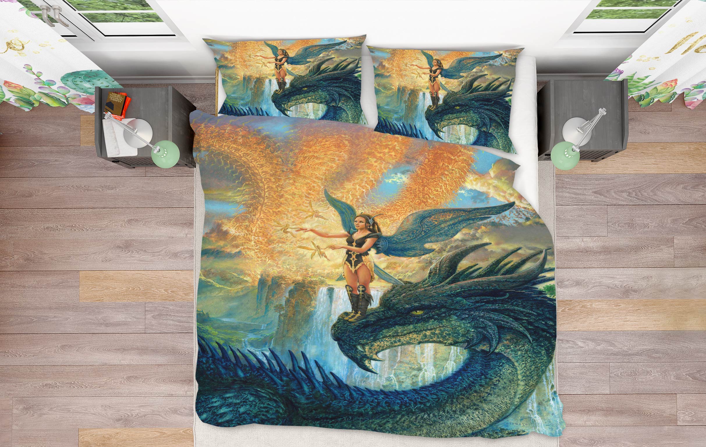 3D Dragon Elf Girl 7038 Ciruelo Bedding Bed Pillowcases Quilt