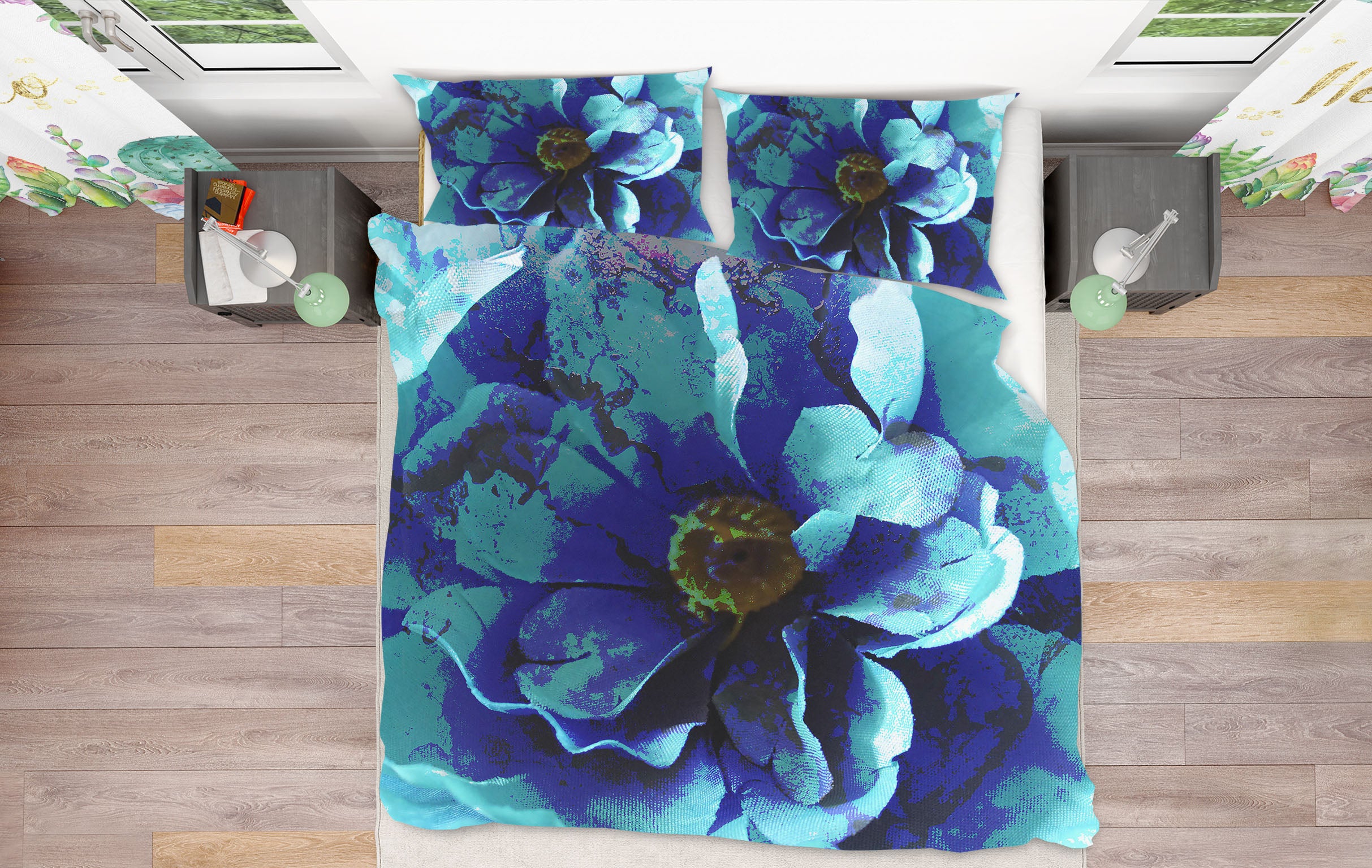 3D Blue Flower 70186 Shandra Smith Bedding Bed Pillowcases Quilt