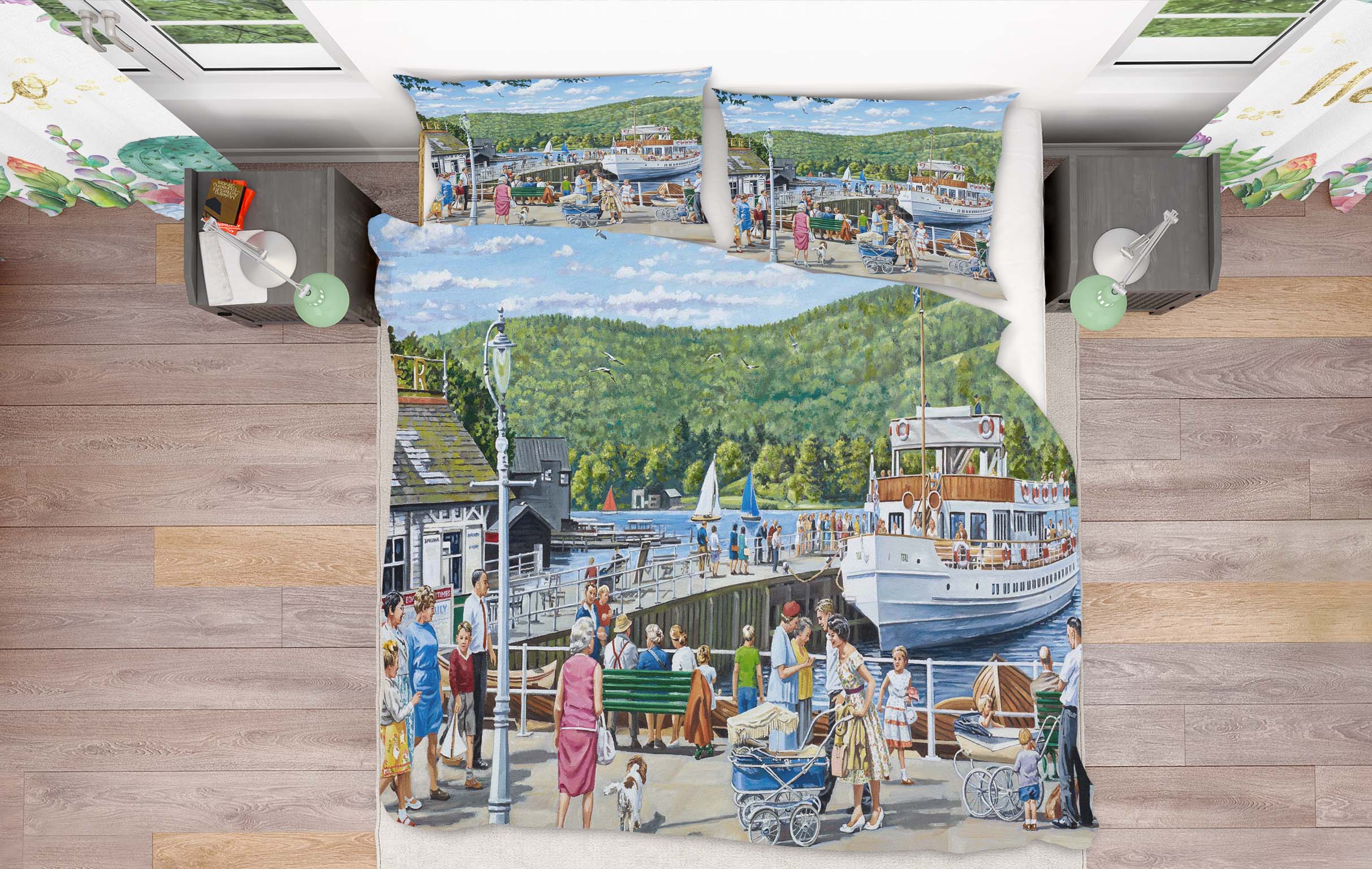 3D Bowness Pier Windermere 2009 Trevor Mitchell bedding Bed Pillowcases Quilt