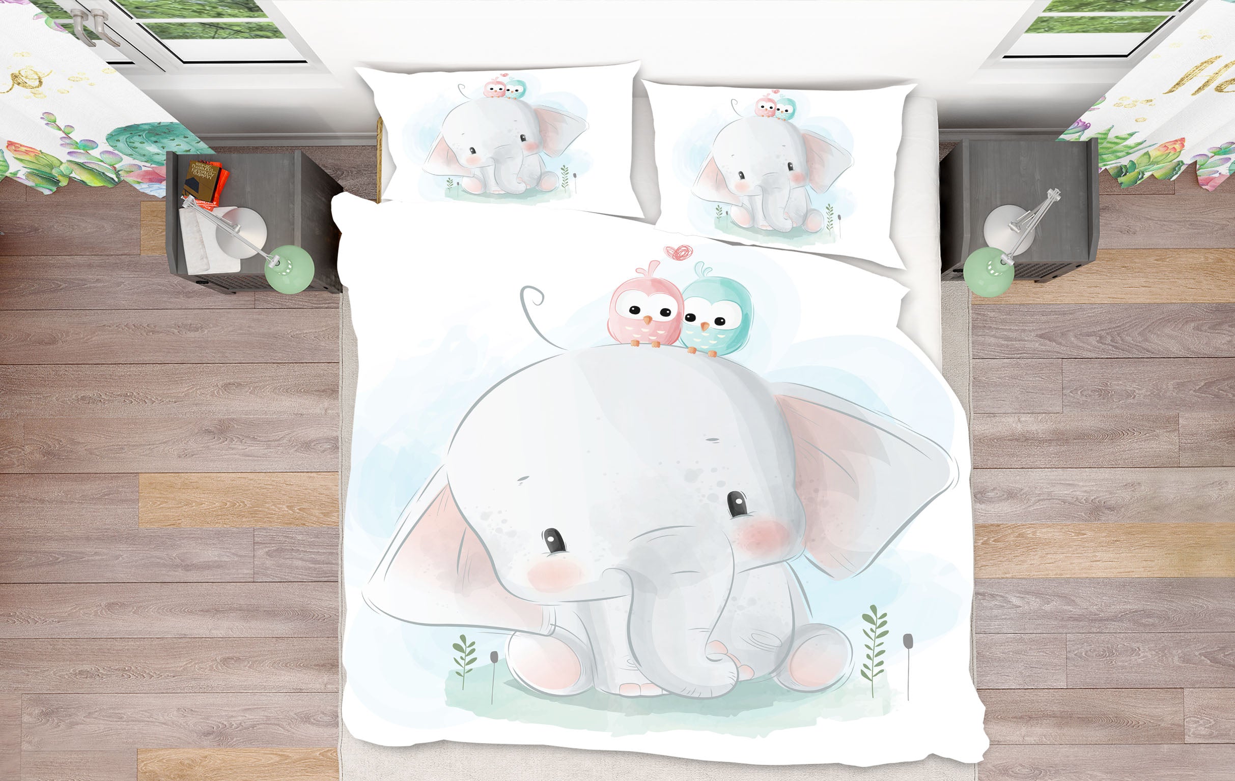3D Elephant 64017 Bed Pillowcases Quilt