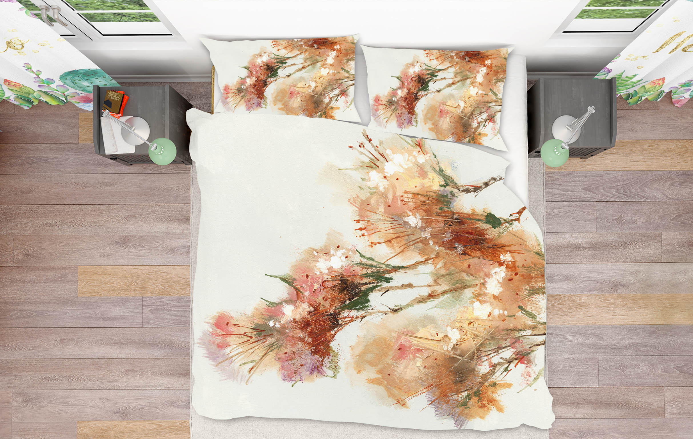 3D Pink Flower 2003 Anne Farrall Doyle Bedding Bed Pillowcases Quilt