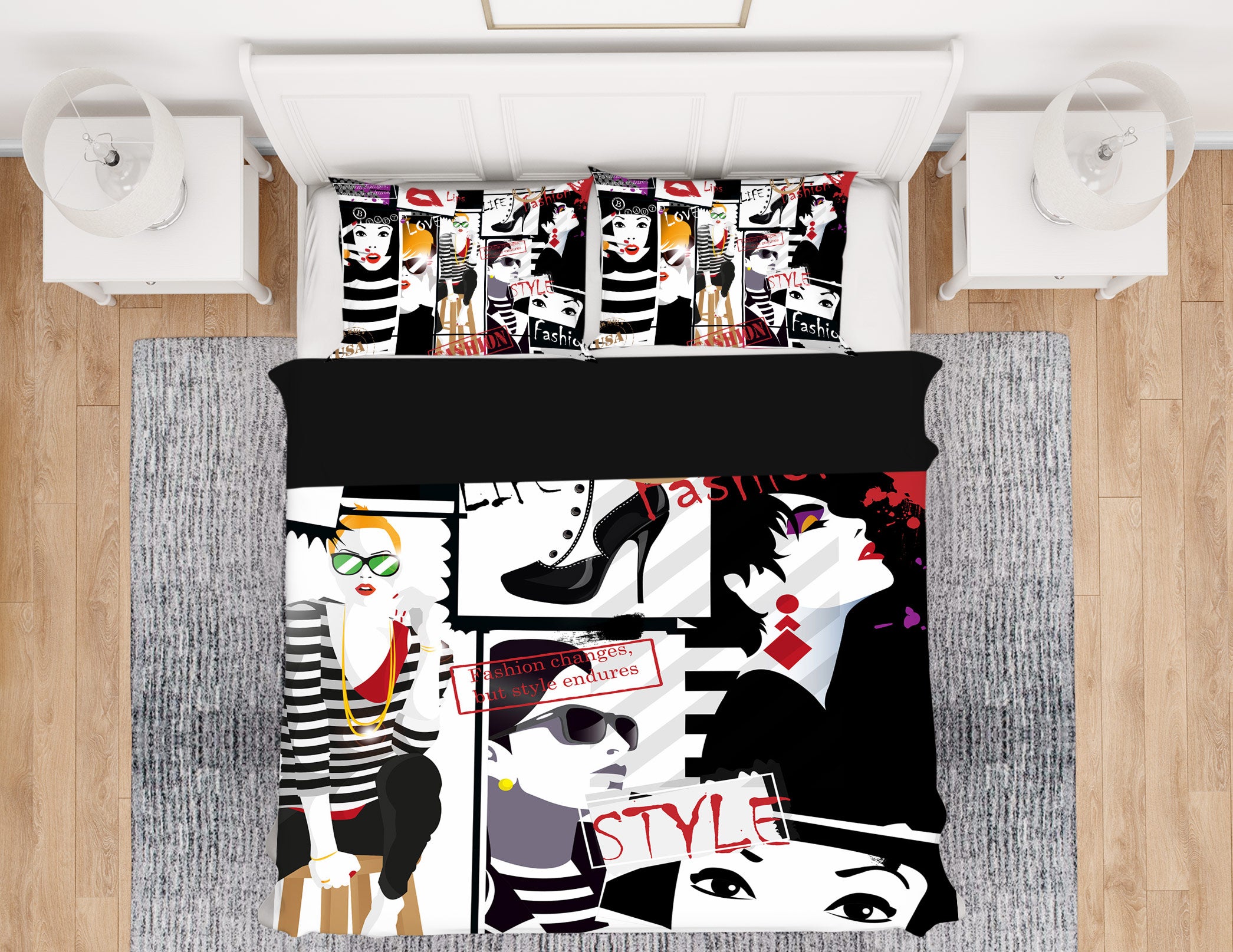3D Black Poster 045 Bed Pillowcases Quilt