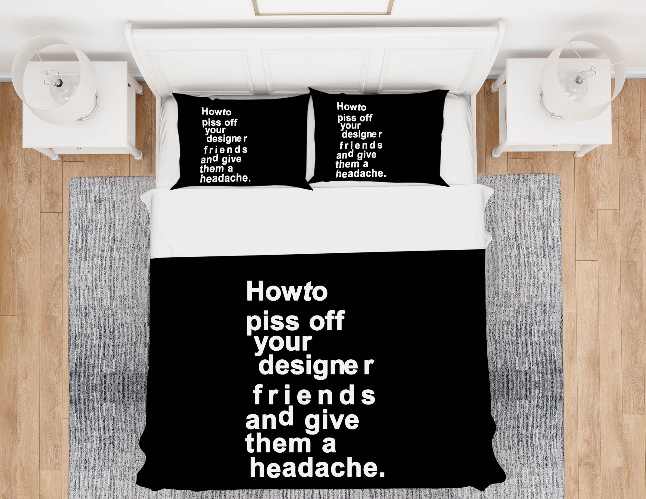 3D White Word 221 Boris Draschoff Bedding Bed Pillowcases Quilt