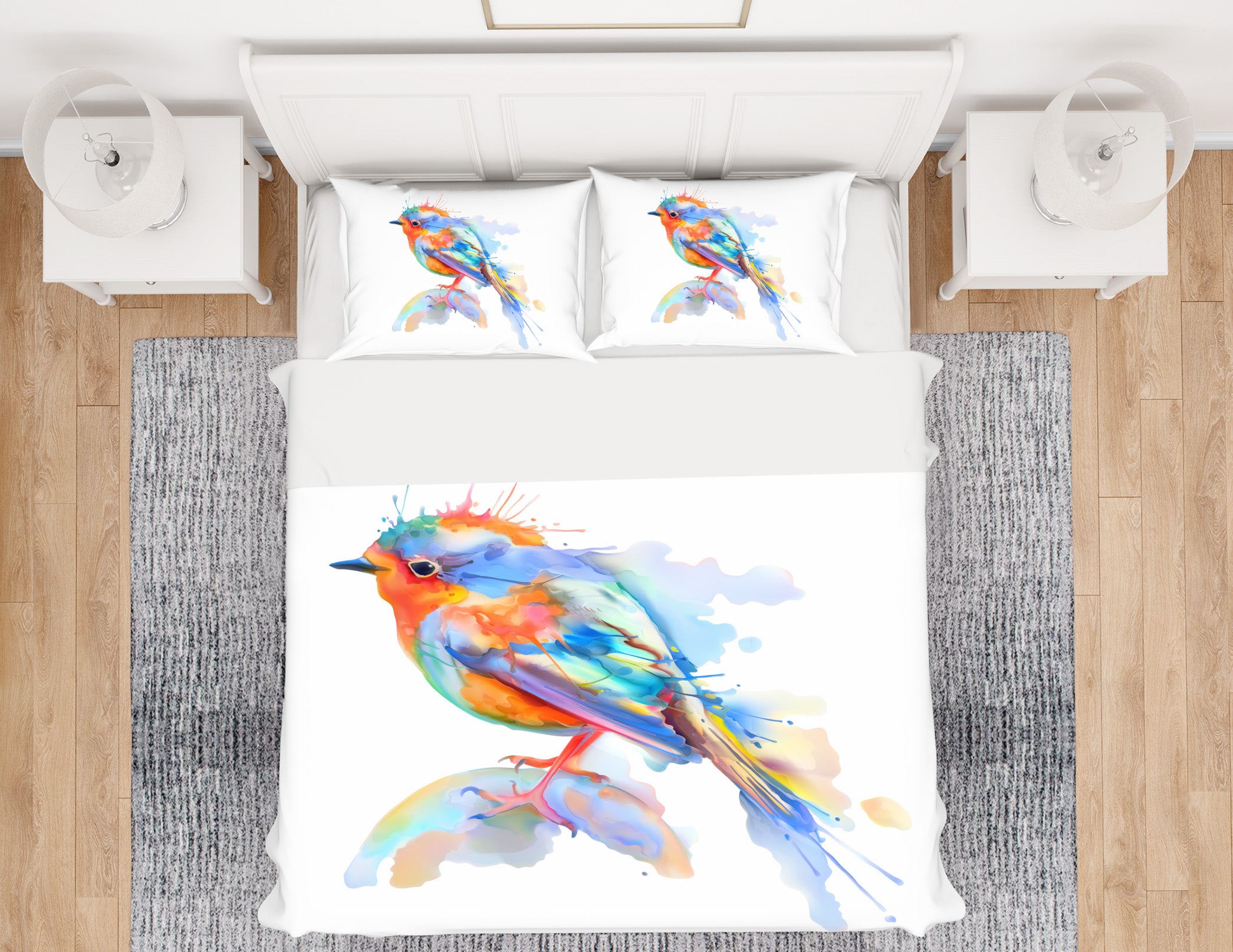 3D Colorful Watercolor Bird 63233 Bed Pillowcases Quilt