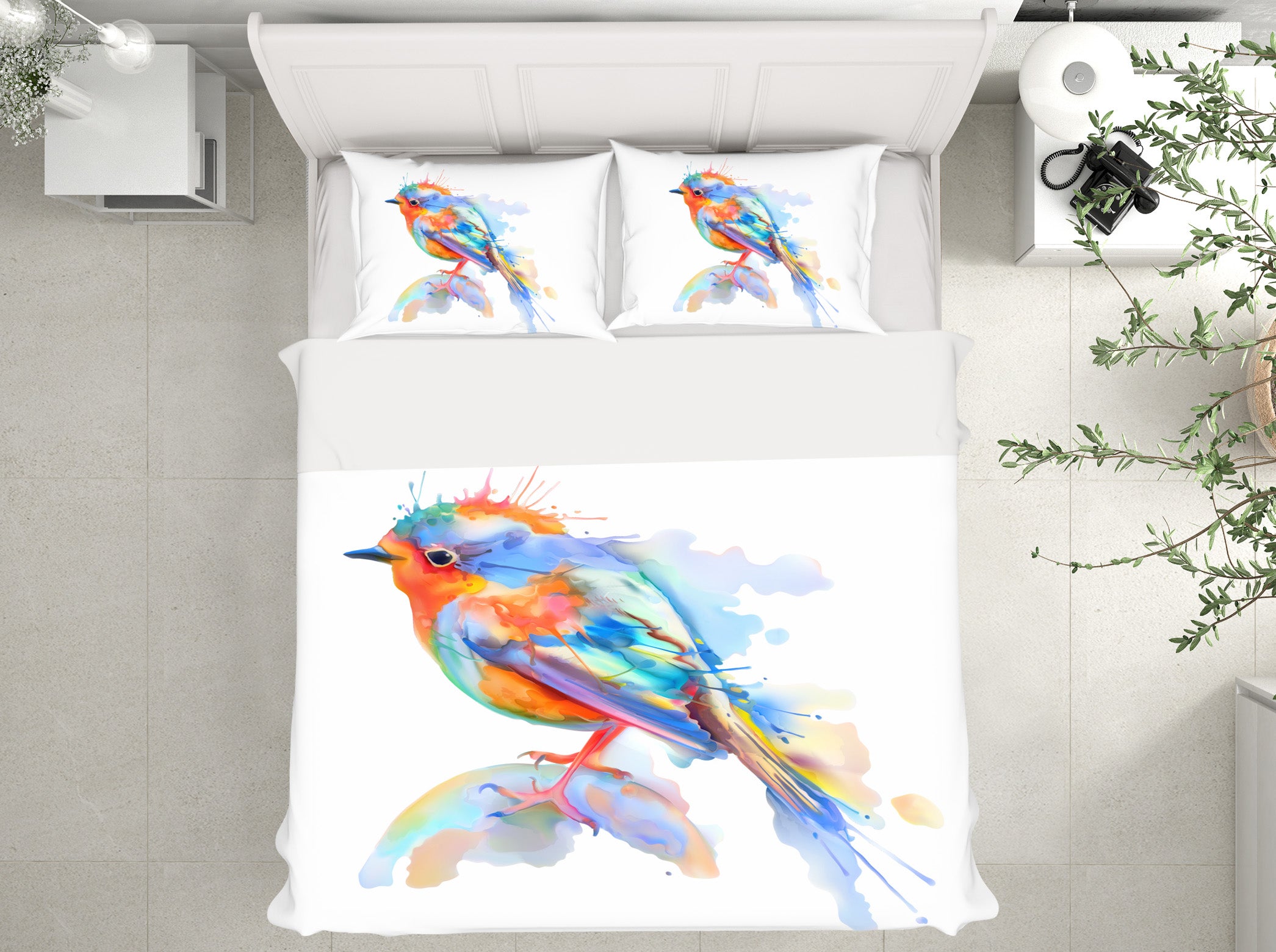 3D Colorful Watercolor Bird 63233 Bed Pillowcases Quilt