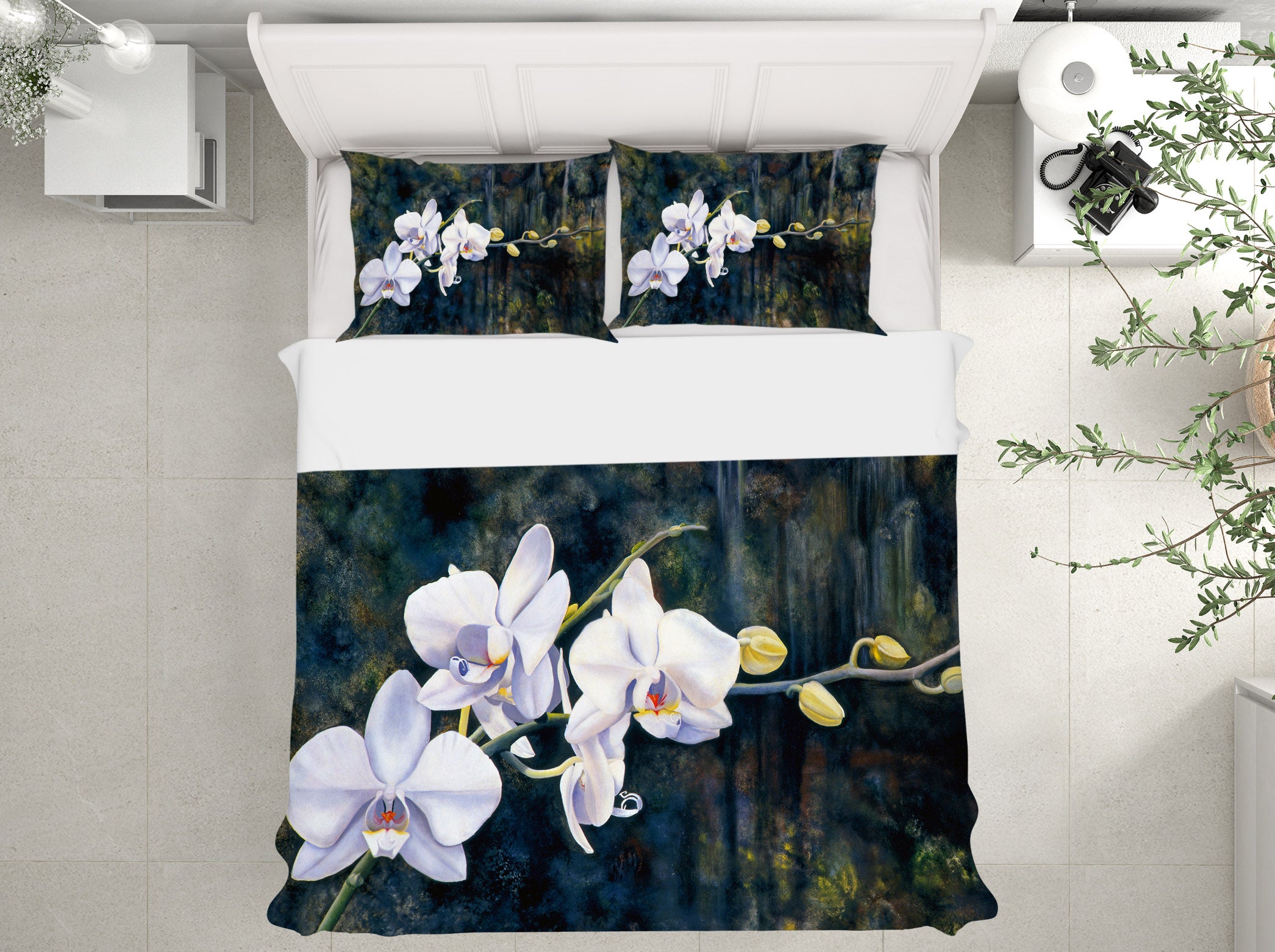 3D White Flowers 11055 Matthew Holden Bates Bedding Bed Pillowcases Quilt