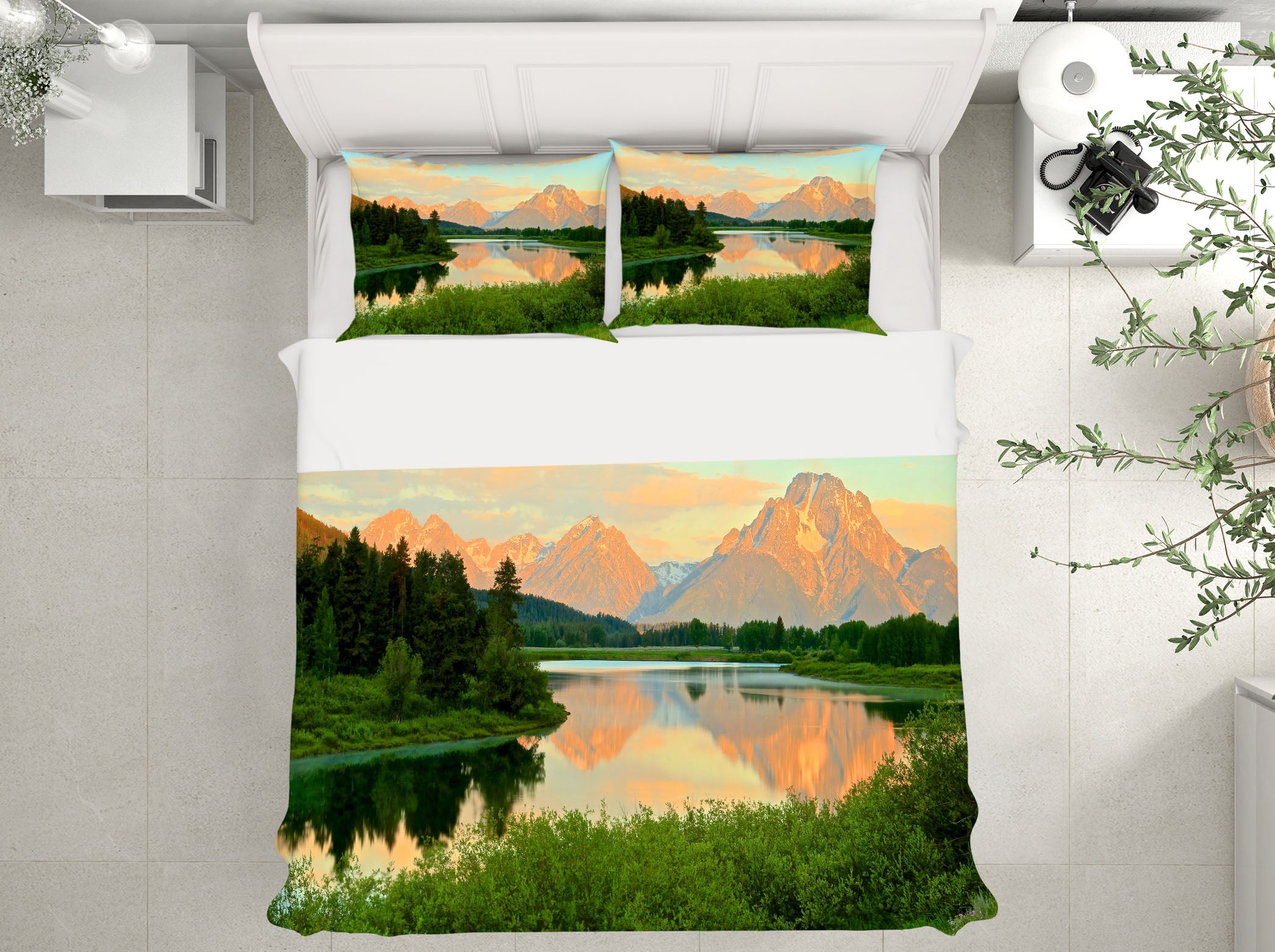 3D Mountain River Grass Tree 8682 Kathy Barefield Bedding Bed Pillowcases Quilt