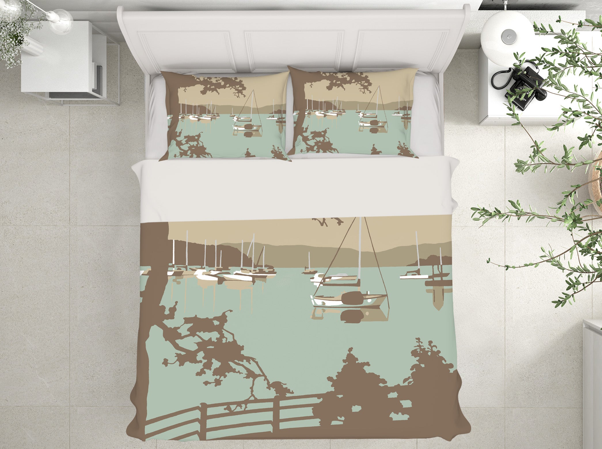 3D Poole Harbour View 2043 Steve Read Bedding Bed Pillowcases Quilt