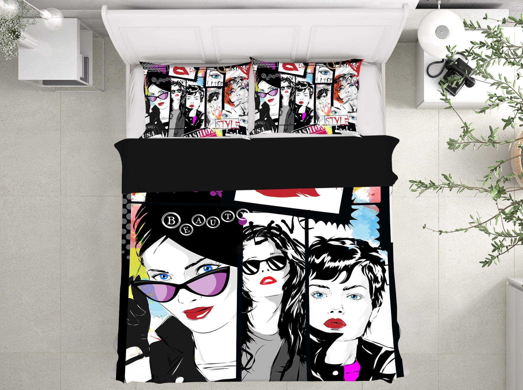 3D Poster Model 025 Bed Pillowcases Quilt