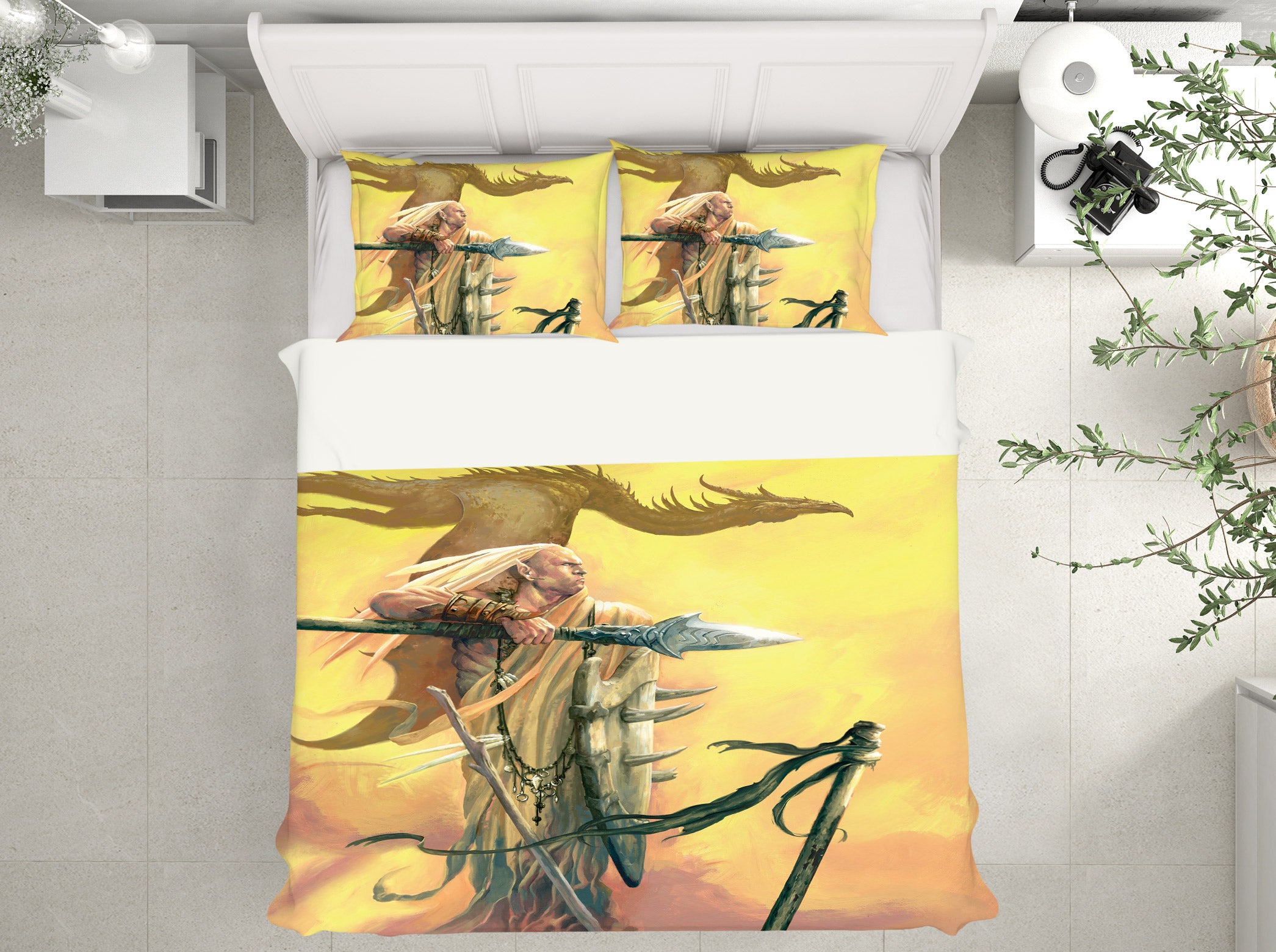 3D Long Hair Sword Warrior Dragon 6214 Ciruelo Bedding Bed Pillowcases Quilt