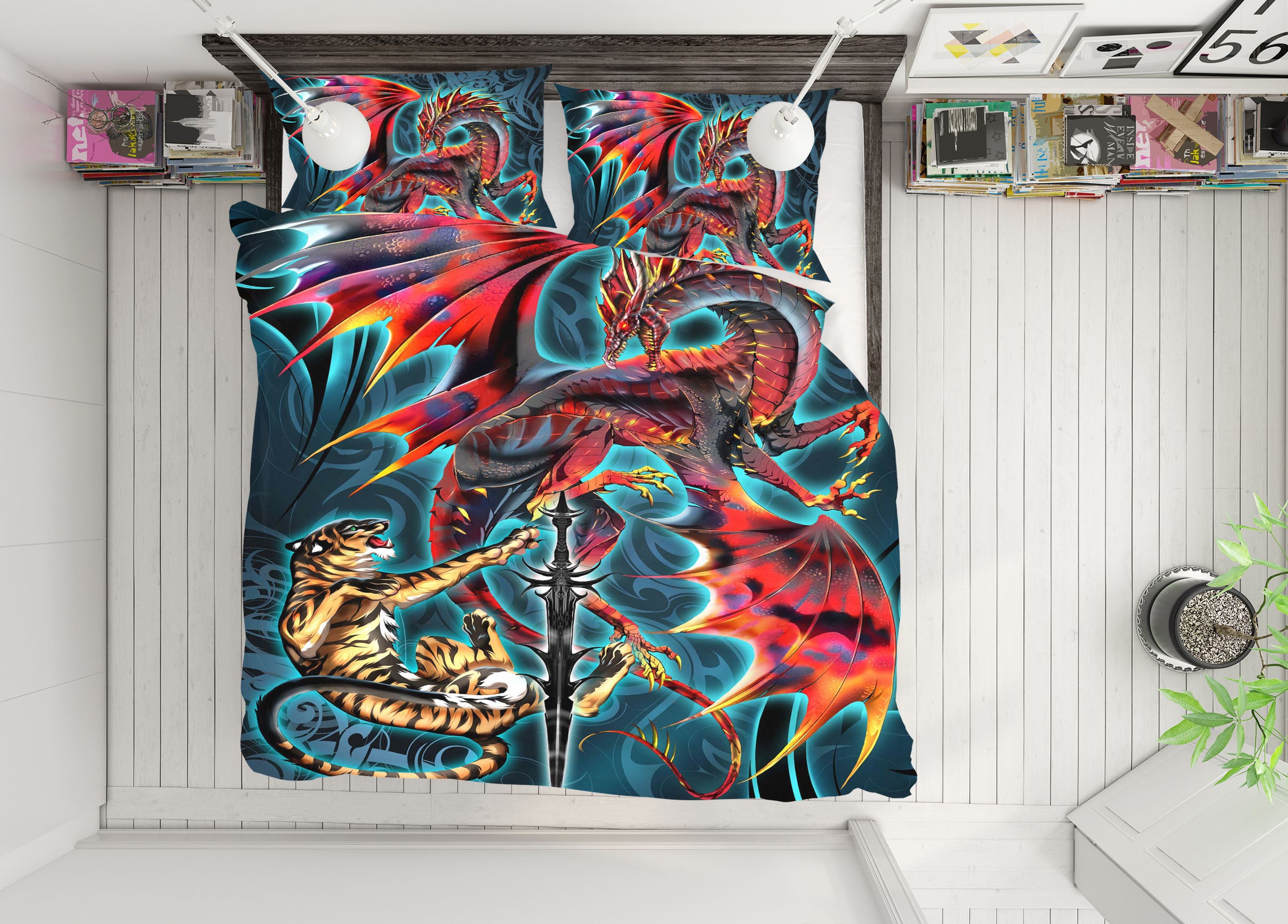 3D Dragon Tiger 8321 Ruth Thompson Bedding Bed Pillowcases Quilt Cover Duvet Cover