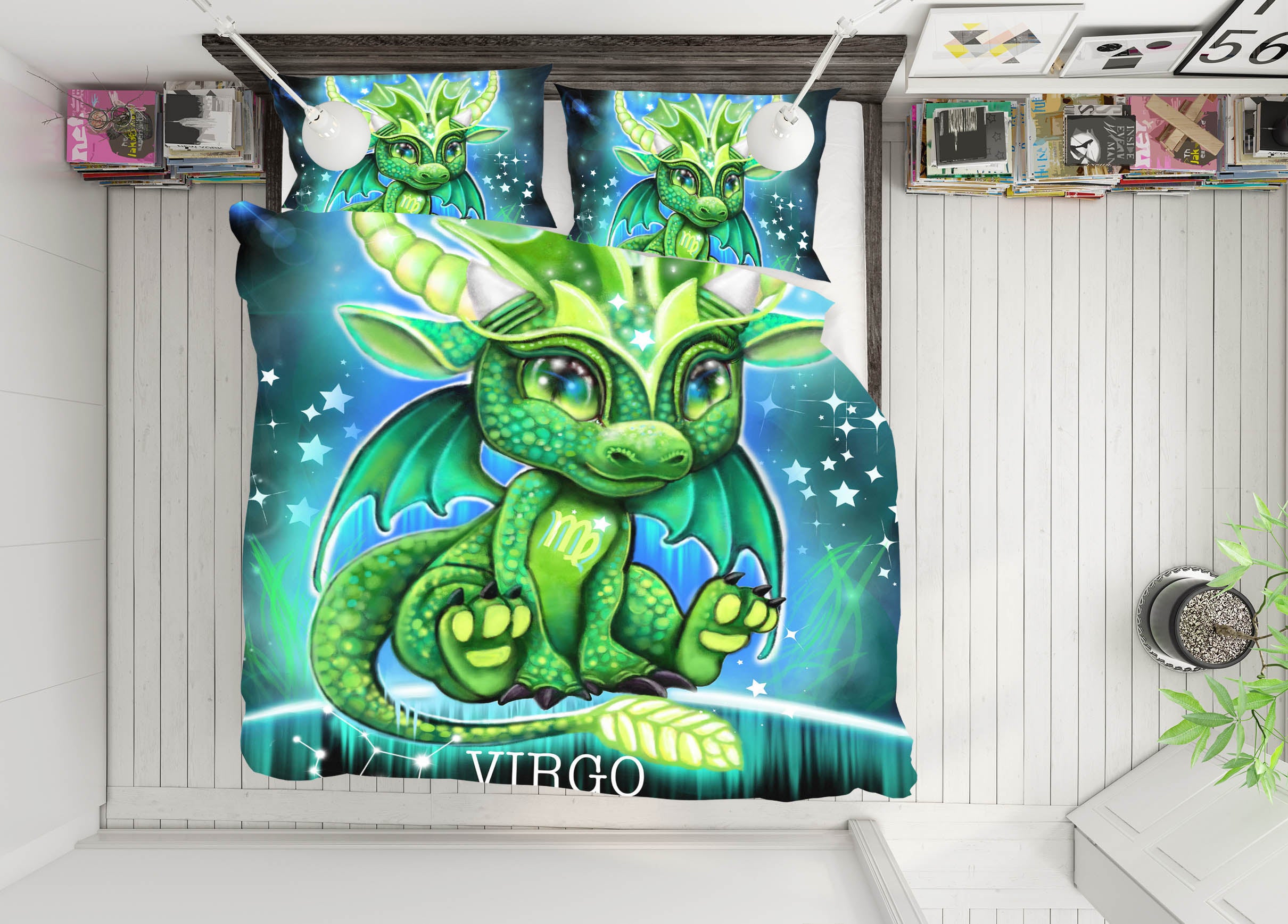 3D Green Dragon Virgo 8625 Sheena Pike Bedding Bed Pillowcases Quilt Cover Duvet Cover