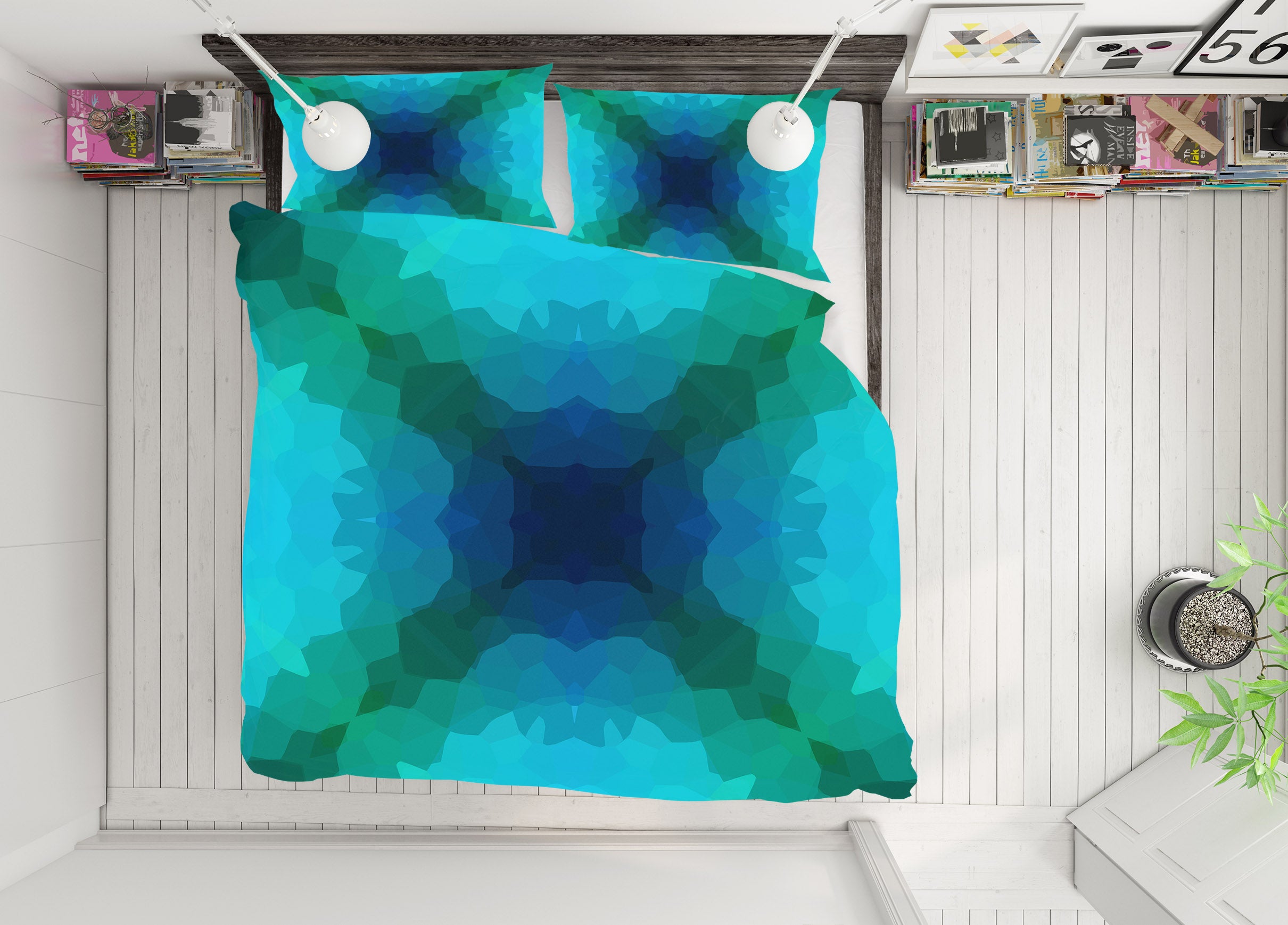 3D Shades Blue Green 70180 Shandra Smith Bedding Bed Pillowcases Quilt