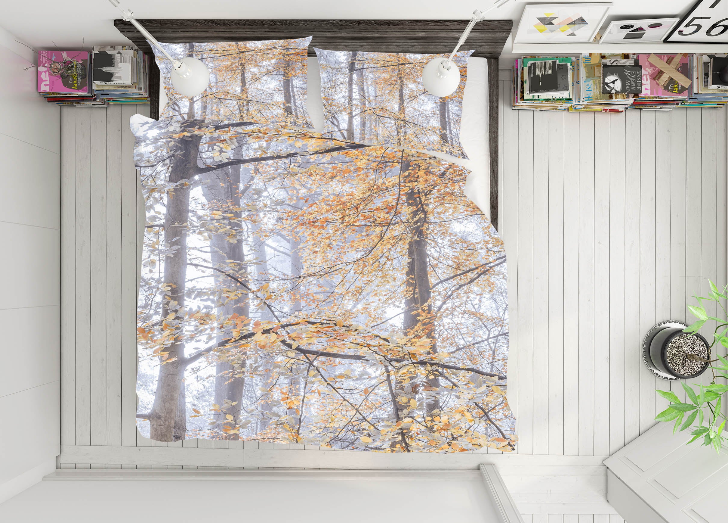 3D Yellow Leaves 7154 Assaf Frank Bedding Bed Pillowcases Quilt Cover Duvet Cover