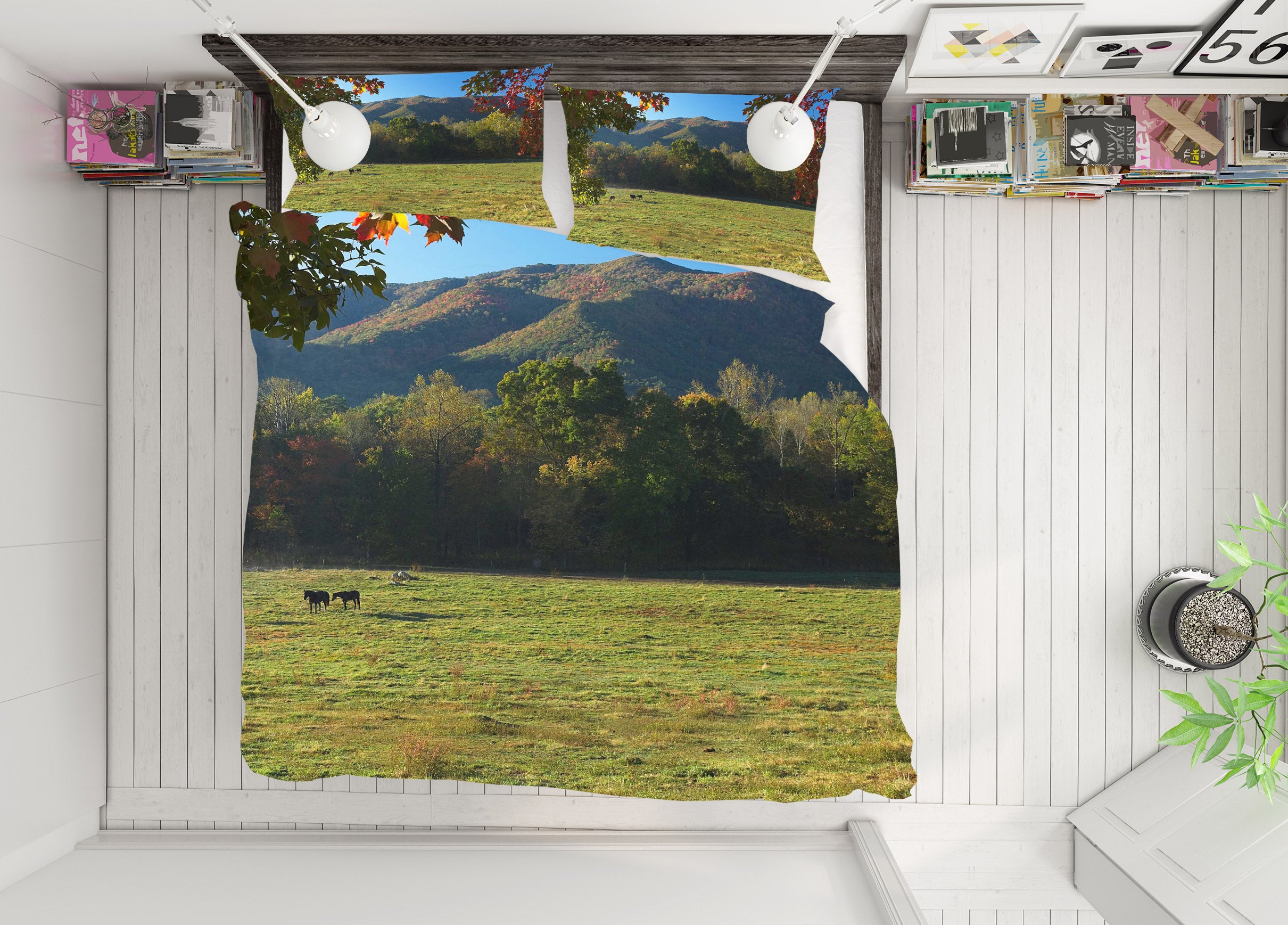 3D Horses Valley 2114 Kathy Barefield Bedding Bed Pillowcases Quilt