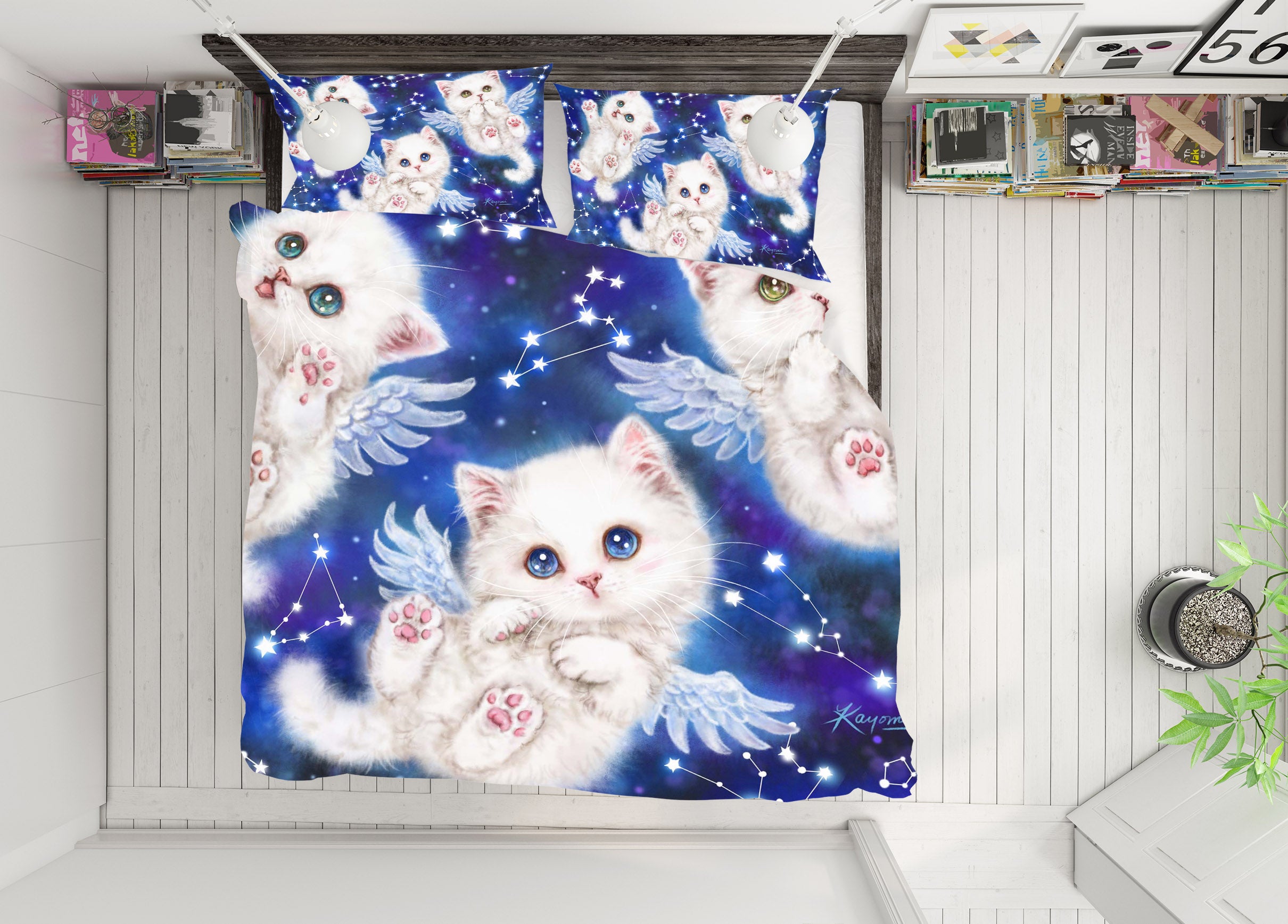 3D Angel Cat 5971 Kayomi Harai Bedding Bed Pillowcases Quilt Cover Duvet Cover