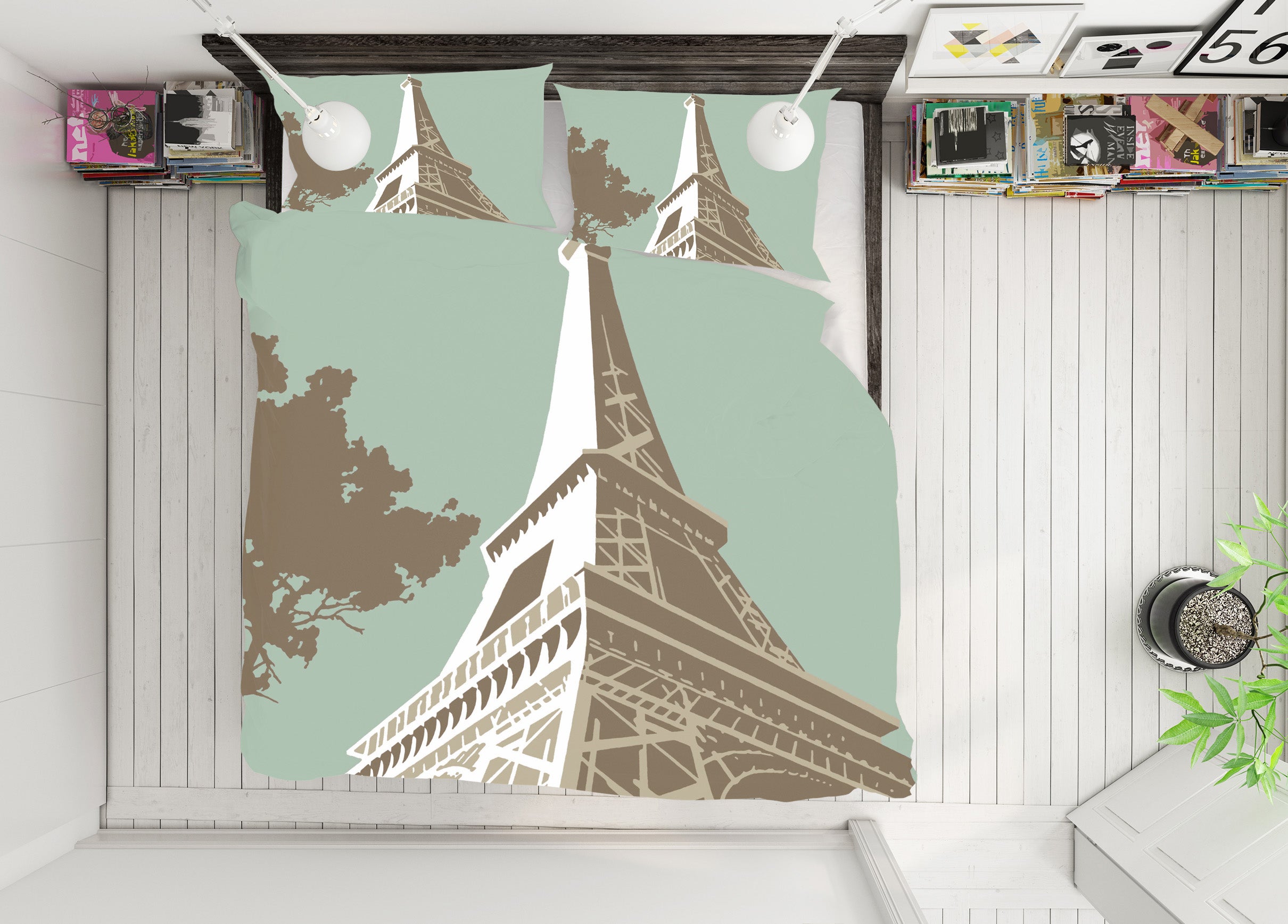 3D Eiffel Tower 2018 Steve Read Bedding Bed Pillowcases Quilt