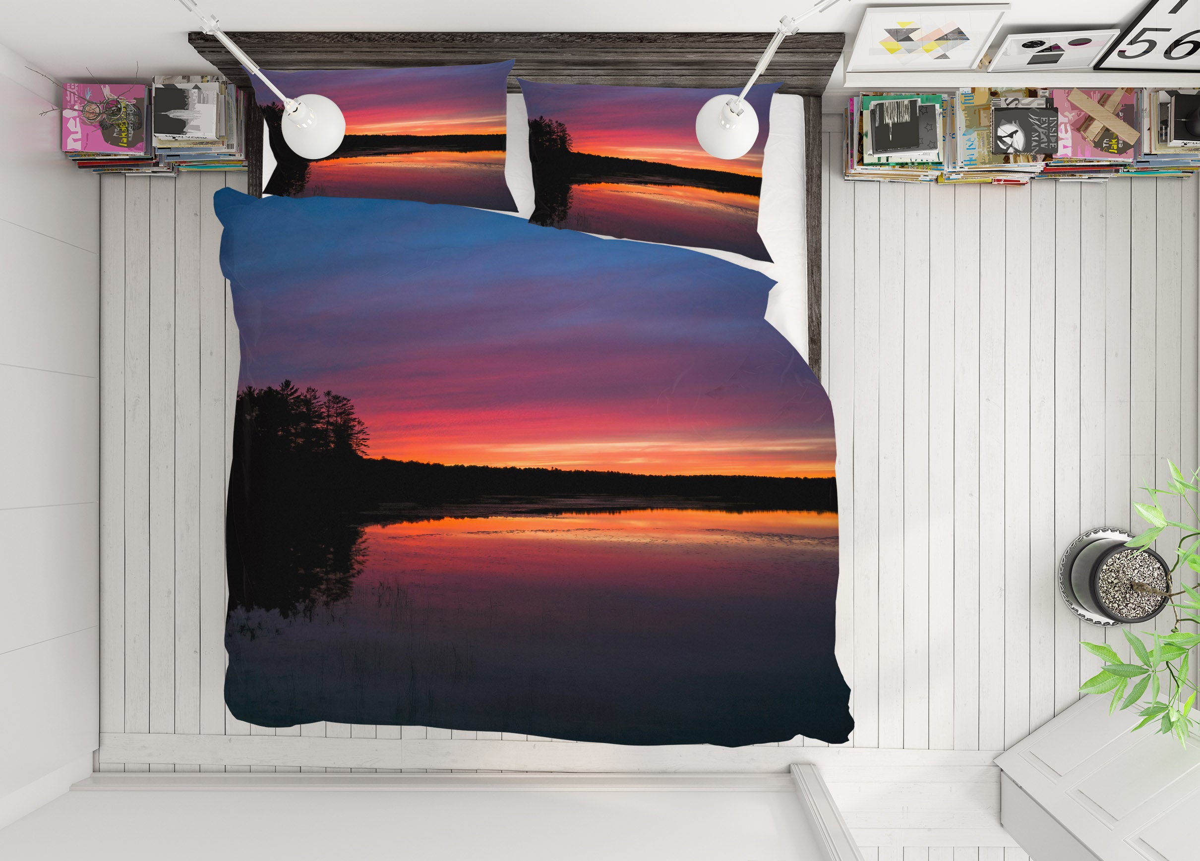 3D Pink Dusk Lake 1032 Jerry LoFaro bedding Bed Pillowcases Quilt