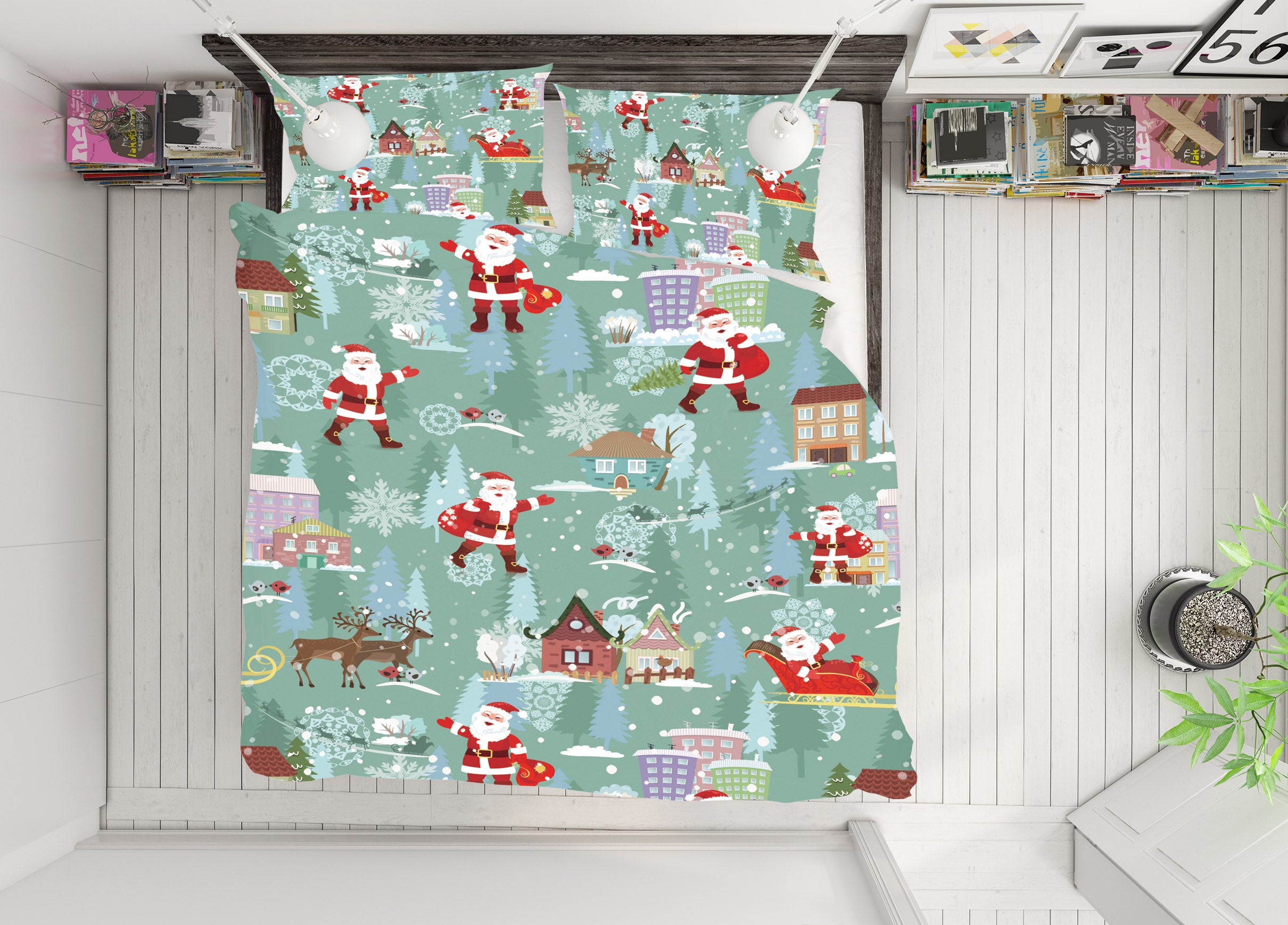 3D Santa House 52242 Christmas Quilt Duvet Cover Xmas Bed Pillowcases