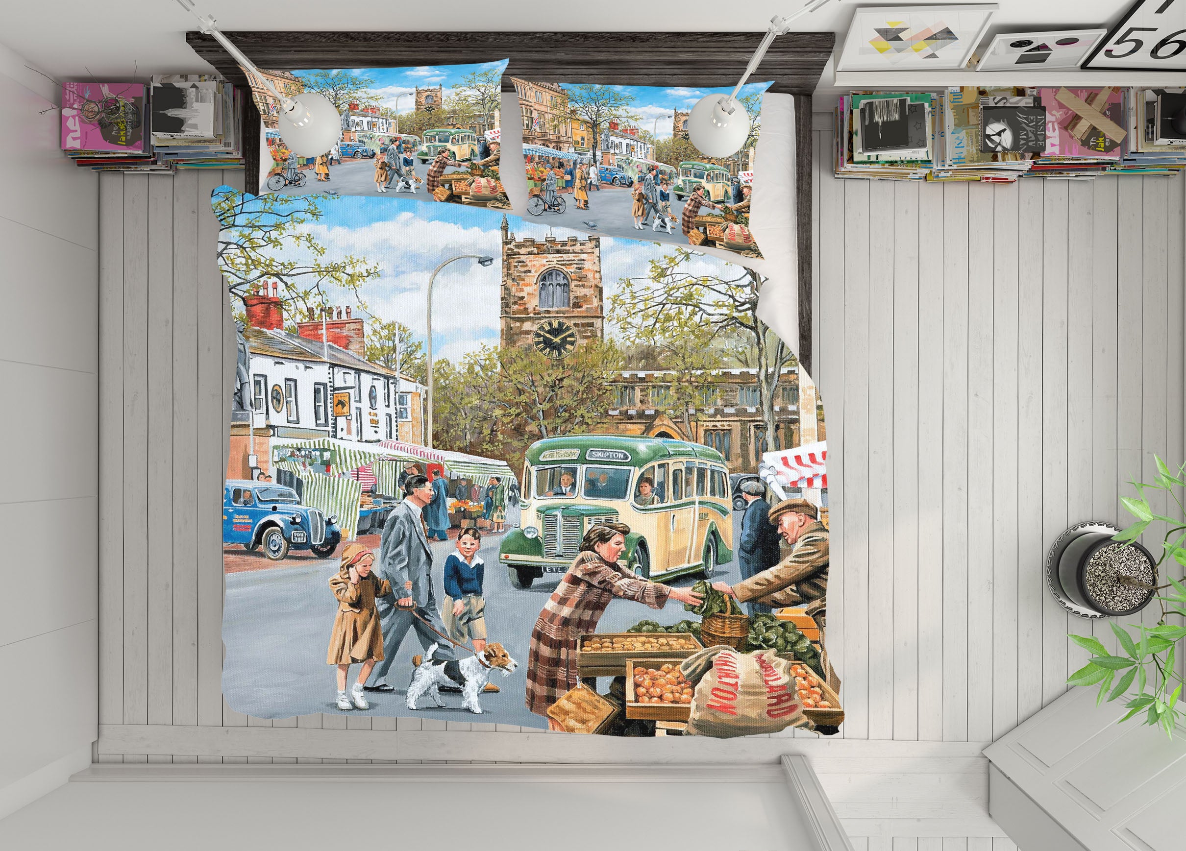 3D Market Day 2037 Trevor Mitchell bedding Bed Pillowcases Quilt