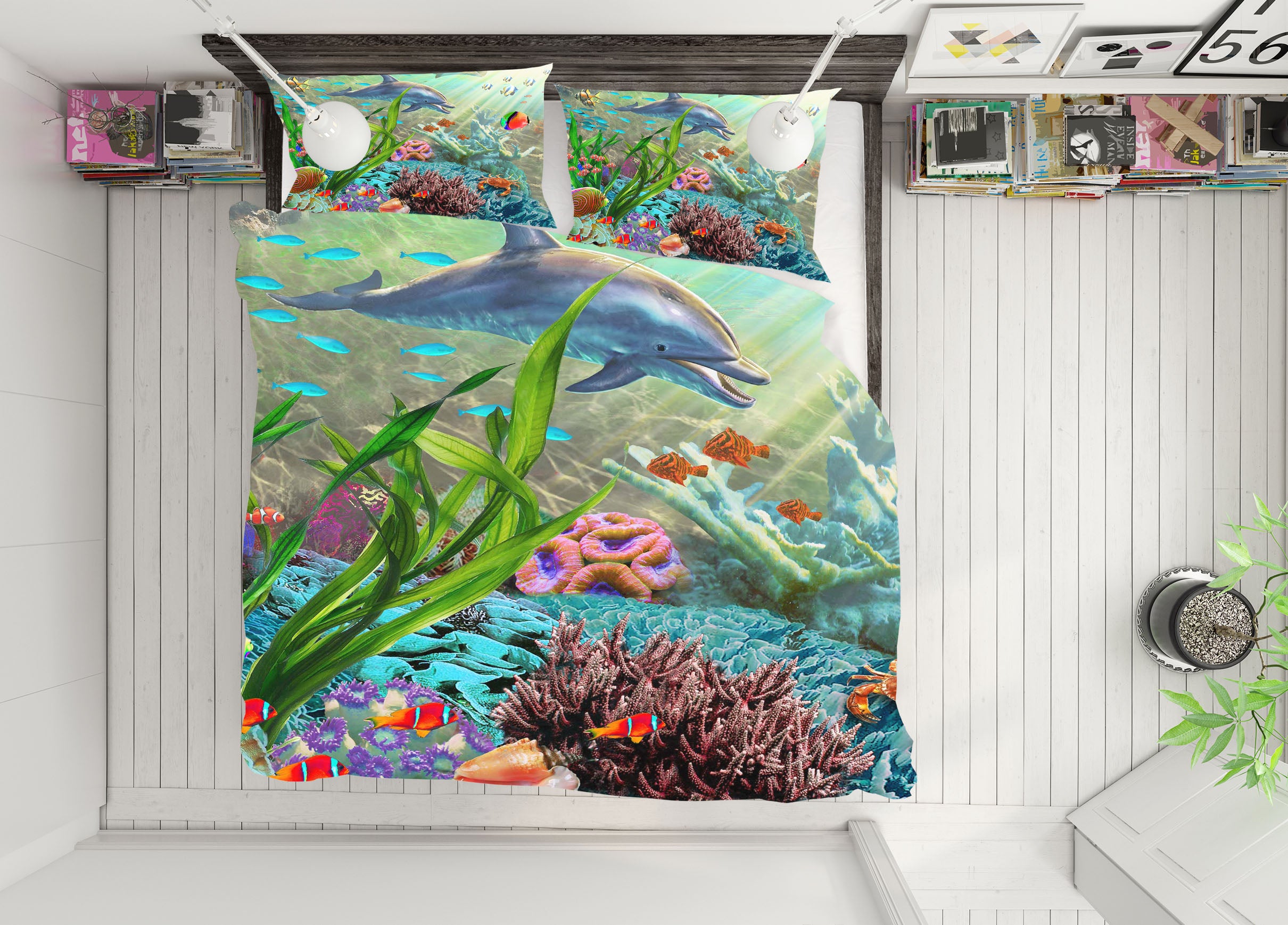 3D Cute Dolphin 2115 Adrian Chesterman Bedding Bed Pillowcases Quilt