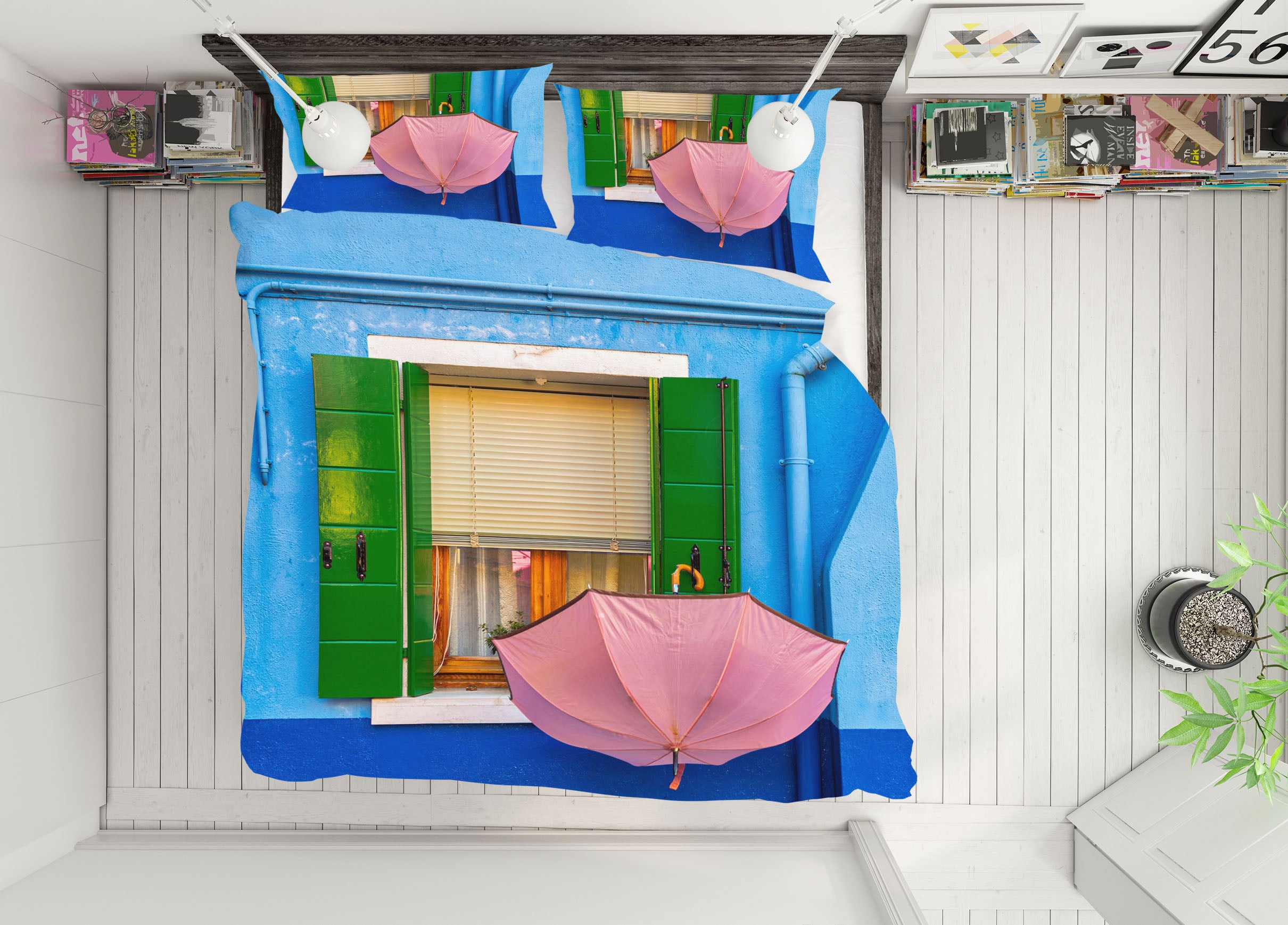 3D Pink Umbrella 2131 Marco Carmassi Bedding Bed Pillowcases Quilt