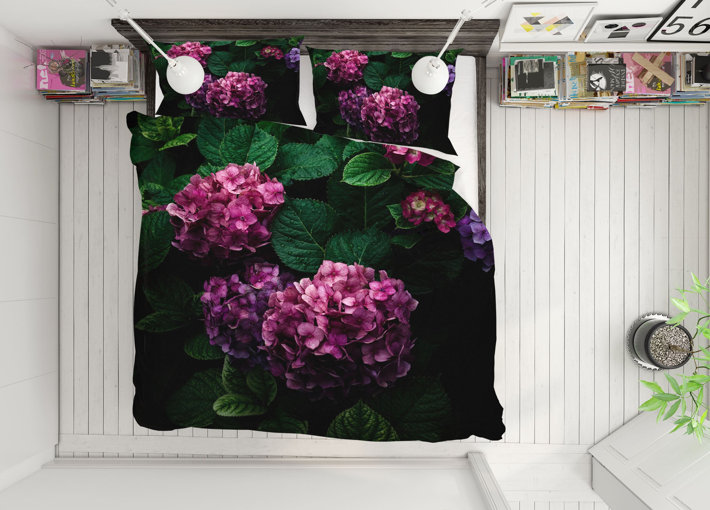3D Pink Hydrangea 2008 Noirblanc777 Bedding Bed Pillowcases Quilt