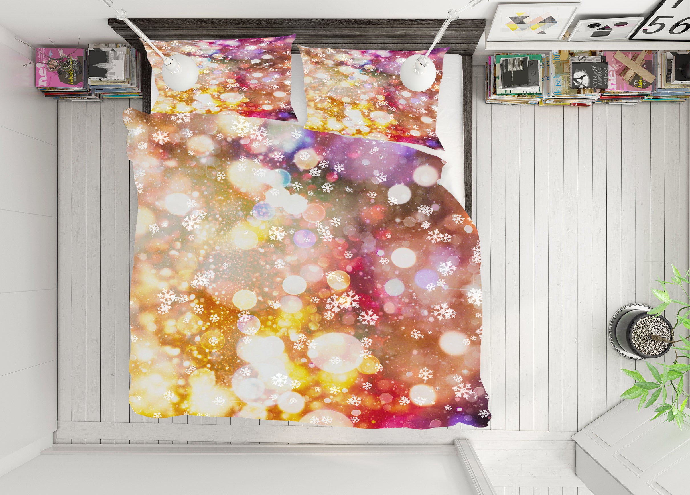 3D Snowflake Aperture 52160 Christmas Quilt Duvet Cover Xmas Bed Pillowcases