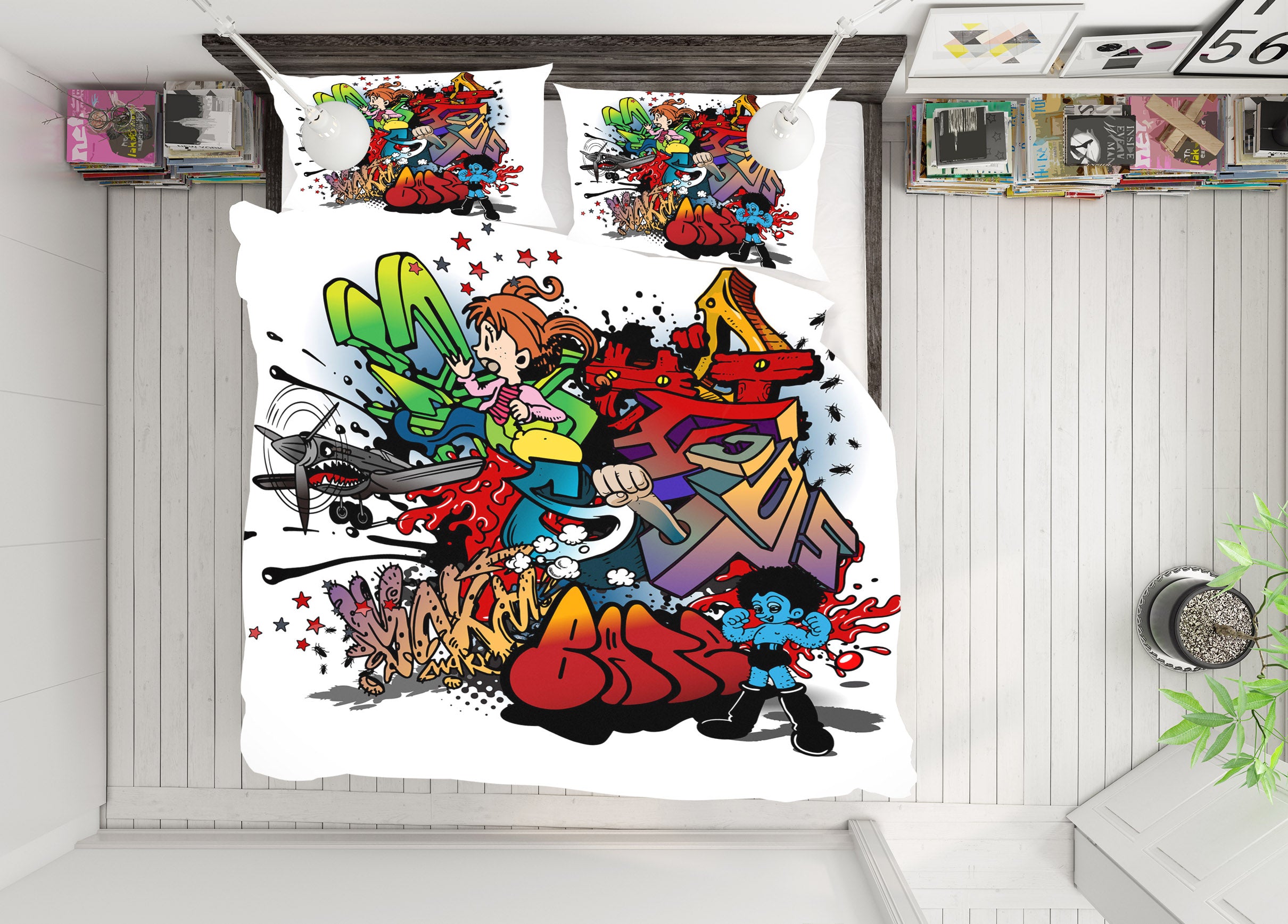 3D Graffiti Letters 67022 Bed Pillowcases Quilt