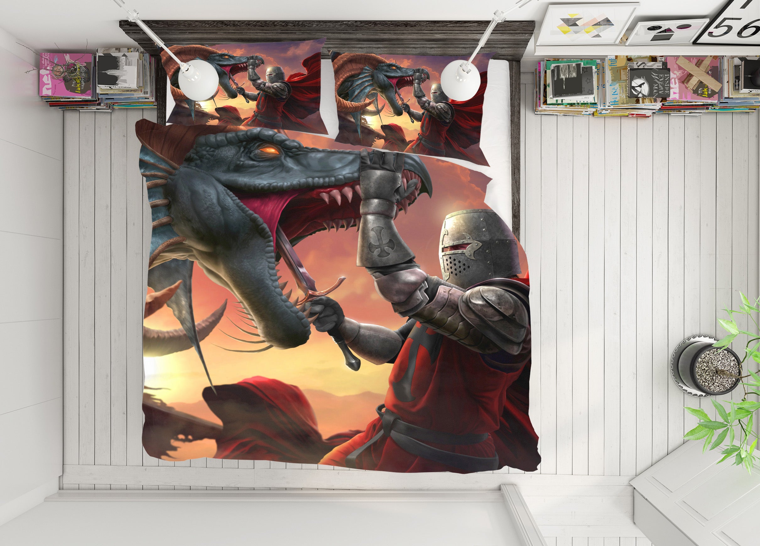 3D Dragon Soldier 4081 Tom Wood Bedding Bed Pillowcases Quilt