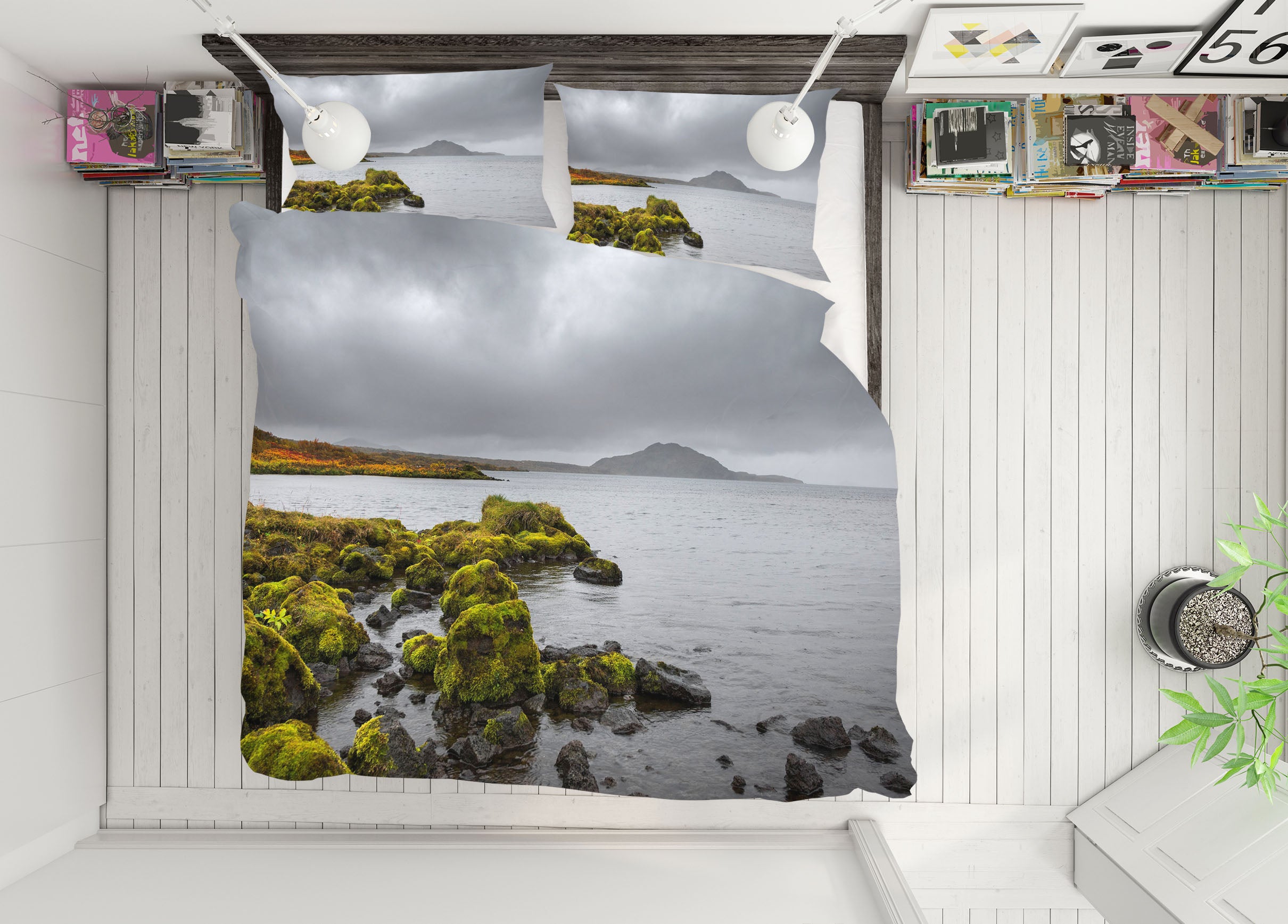 3D Moss Stone Sea 068 Marco Carmassi Bedding Bed Pillowcases Quilt