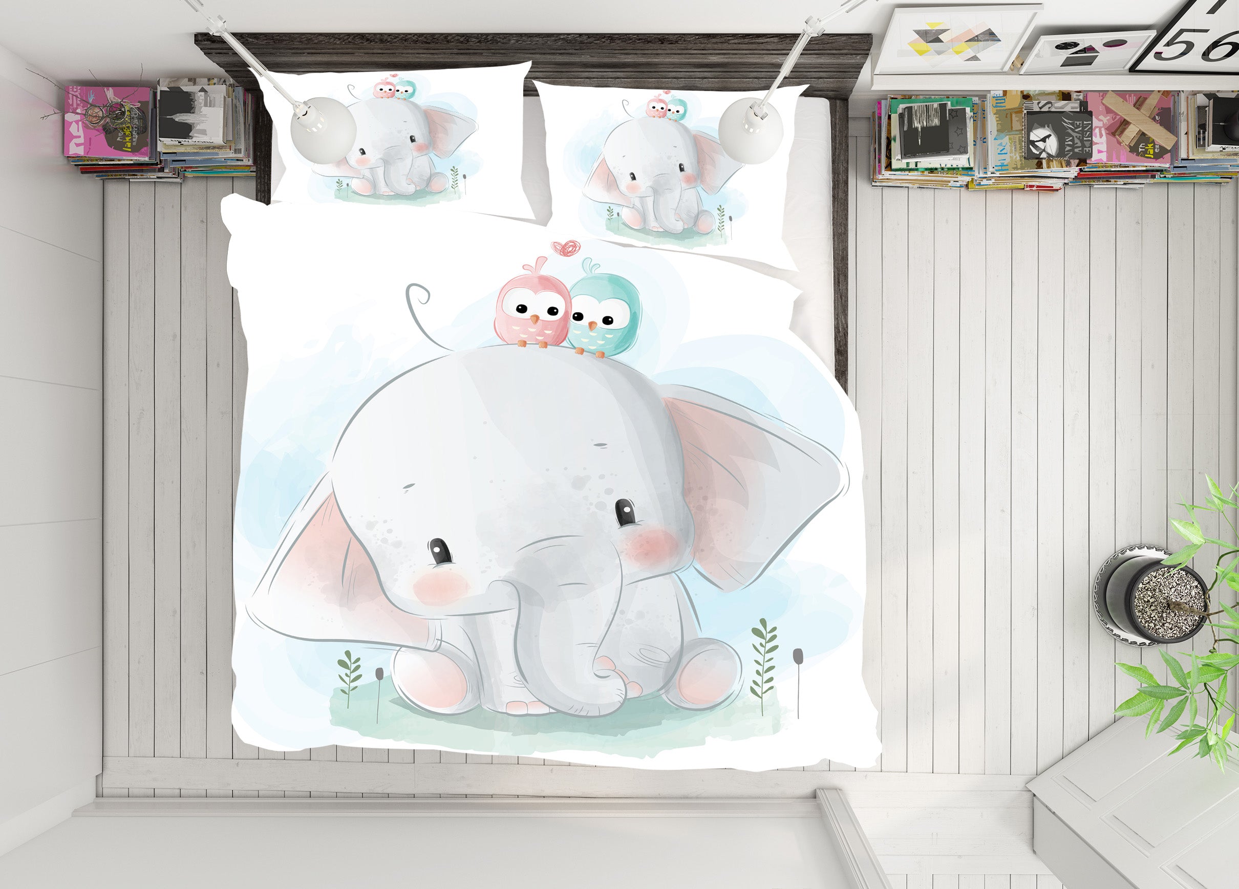 3D Elephant 64017 Bed Pillowcases Quilt