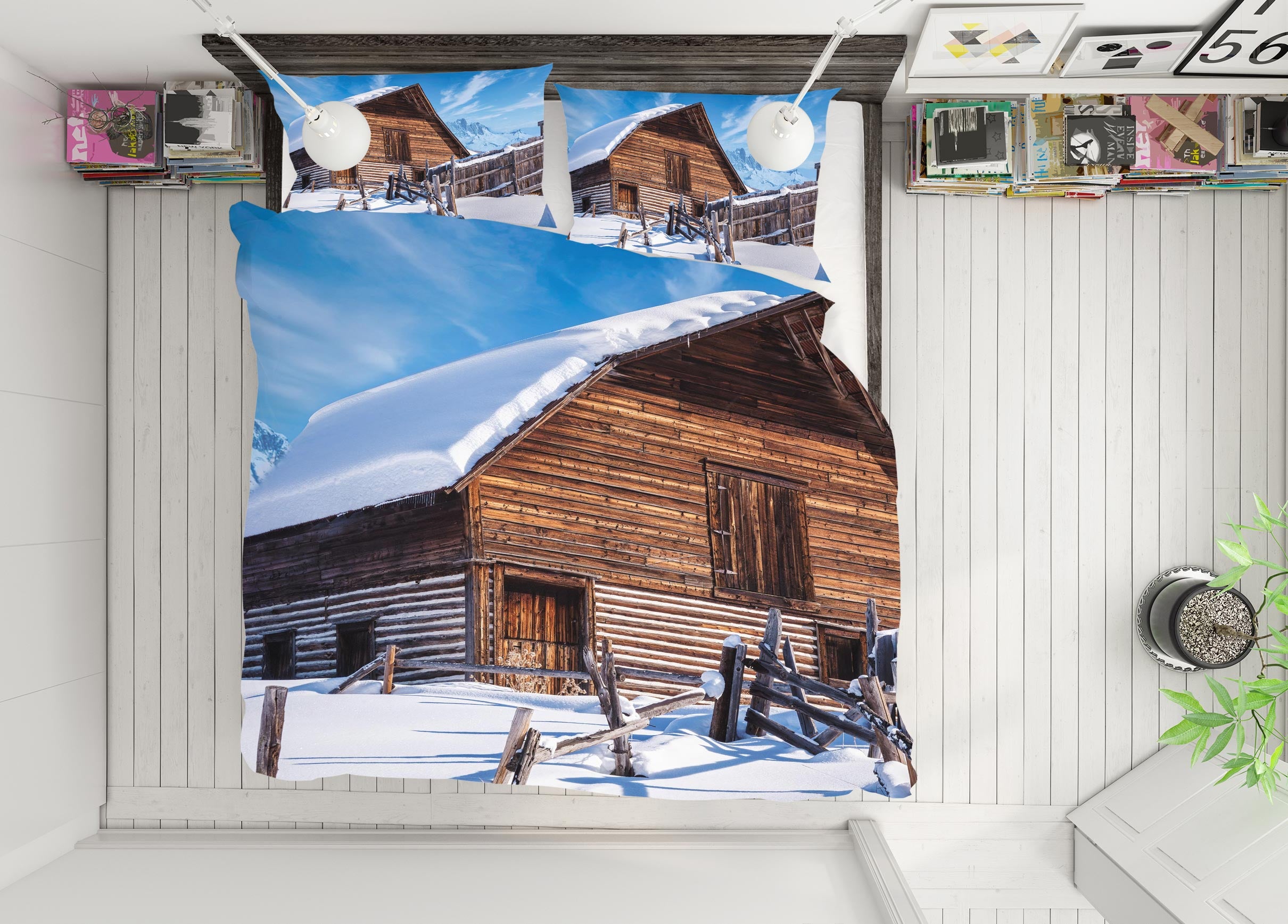 3D Snow Chalet 8578 Beth Sheridan Bedding Bed Pillowcases Quilt