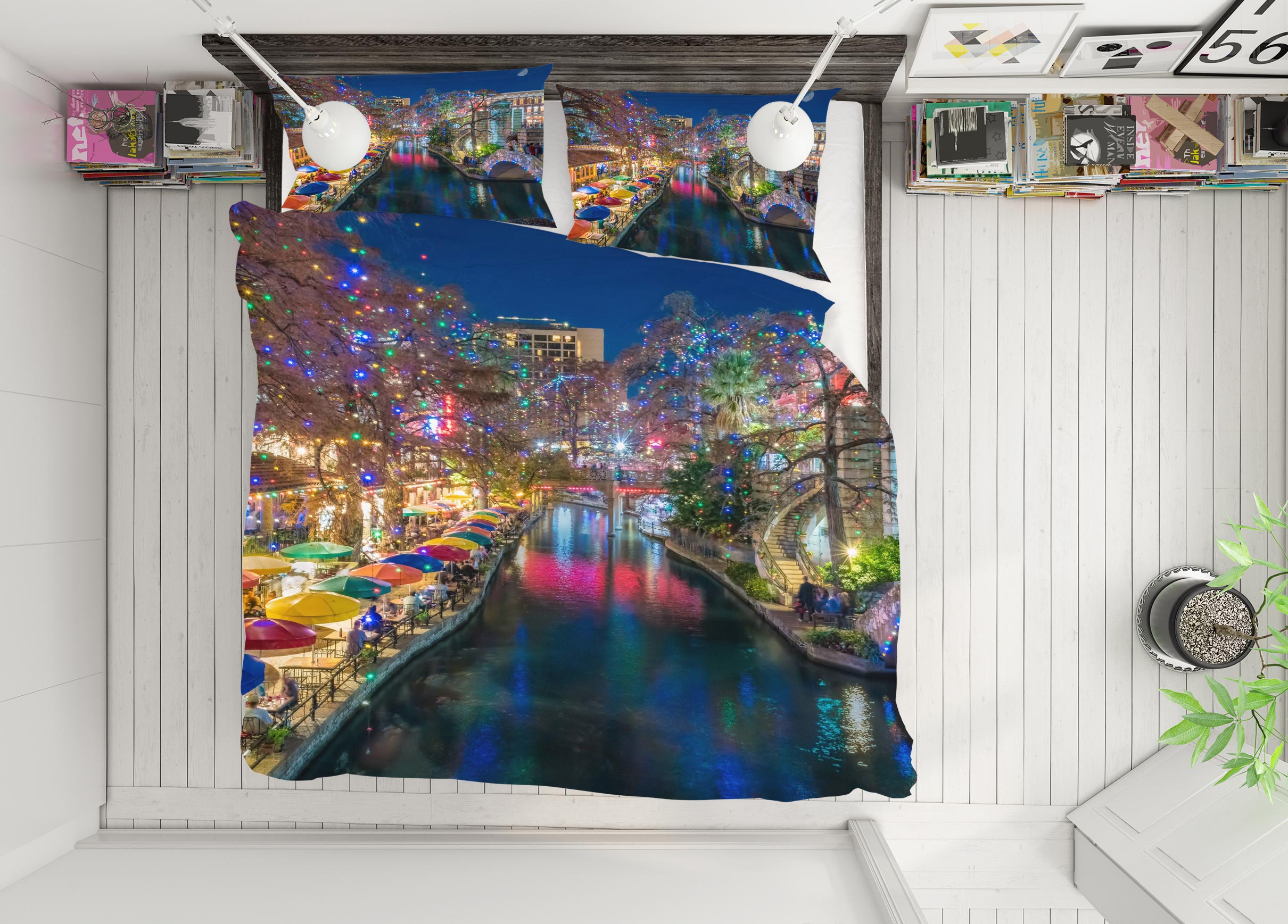 3D Night View Small River 8556 Beth Sheridan Bedding Bed Pillowcases Quilt