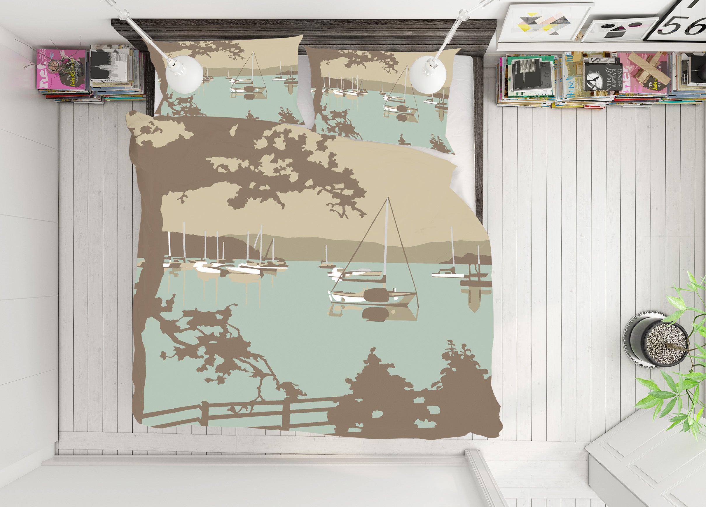 3D Poole Harbour View 2043 Steve Read Bedding Bed Pillowcases Quilt
