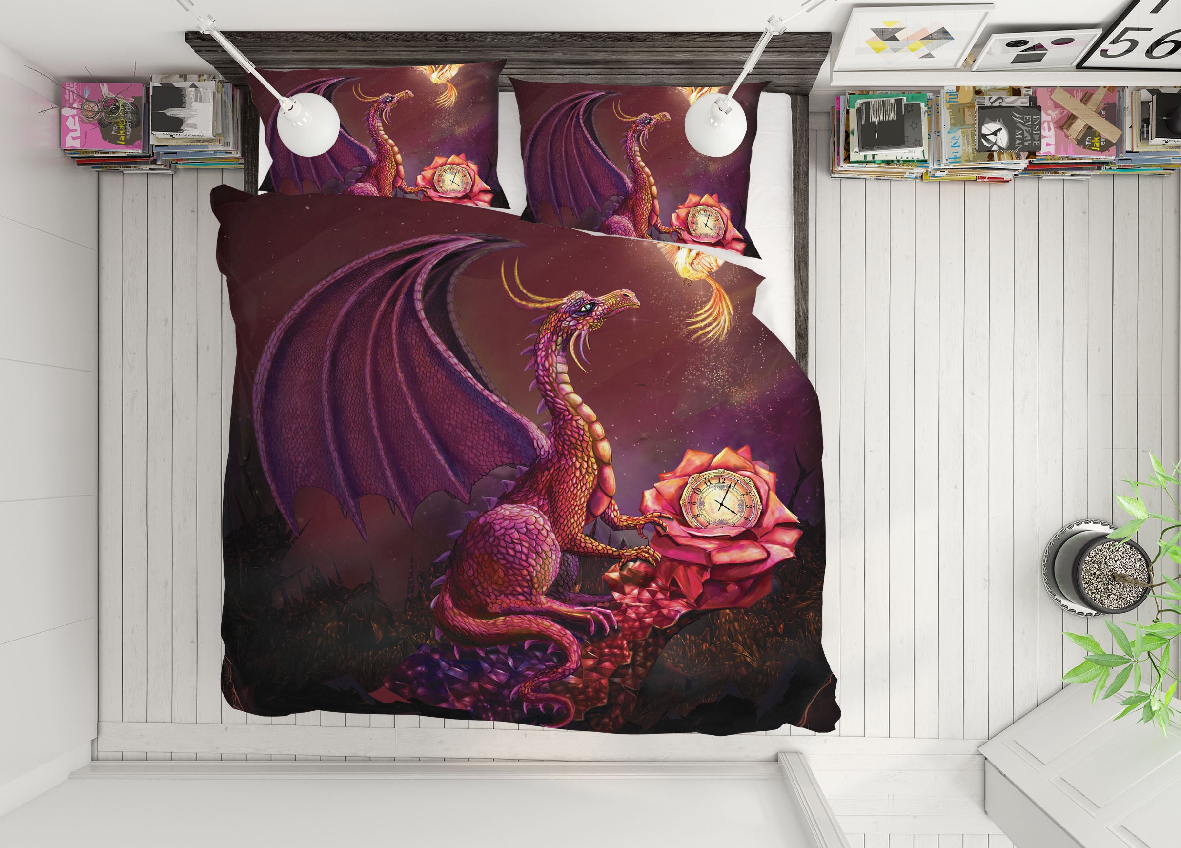 3D Phoenix Dragon 127 Rose Catherine Khan Bedding Bed Pillowcases Quilt