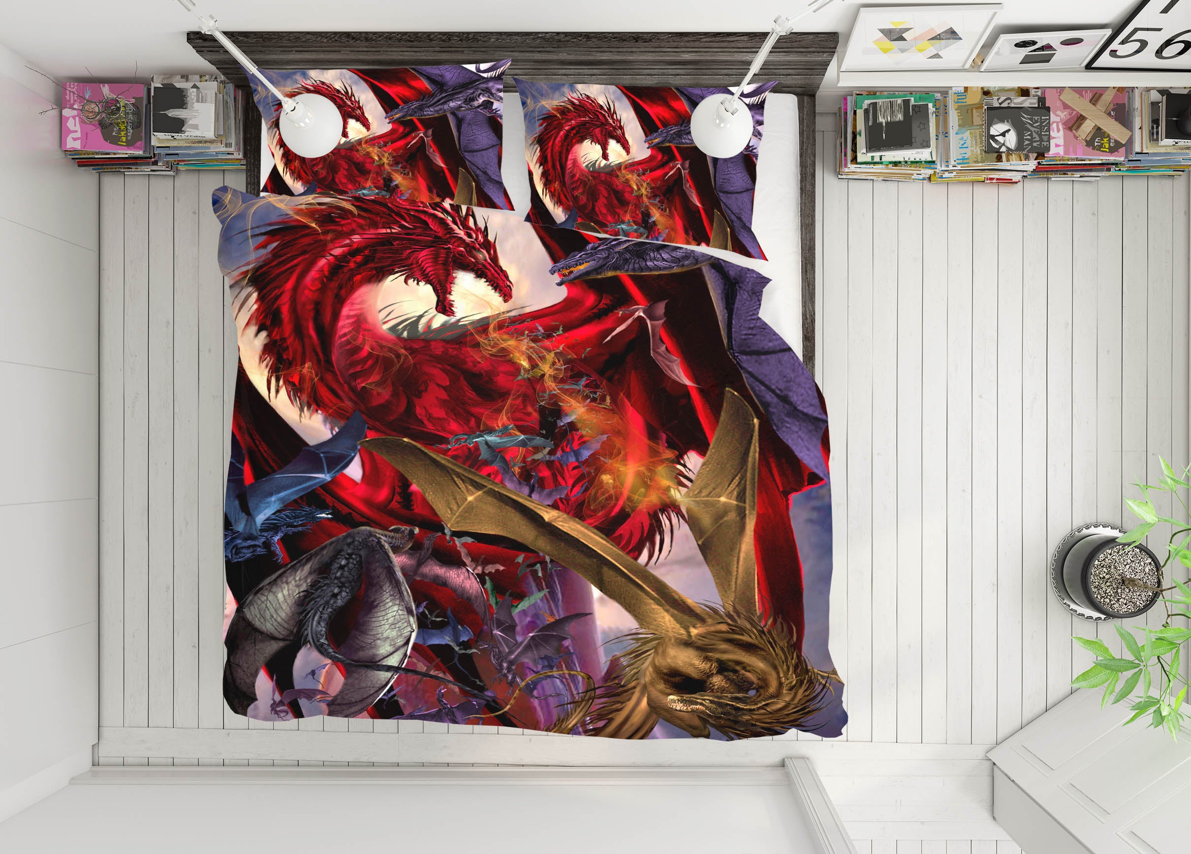 3D Red Dragon 8312 Ruth Thompson Bedding Bed Pillowcases Quilt Cover Duvet Cover