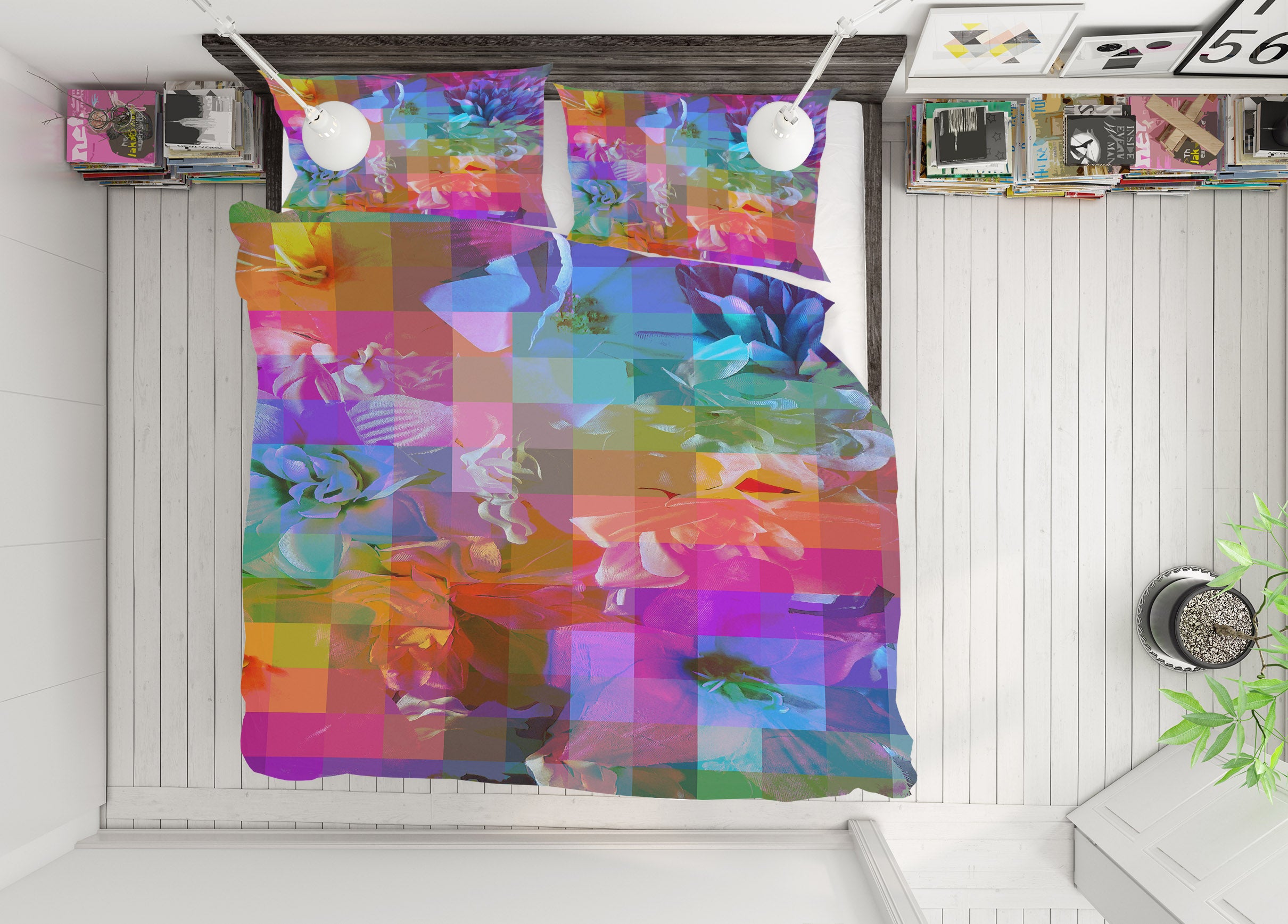 3D Color Mosaic Flower 19136 Shandra Smith Bedding Bed Pillowcases Quilt