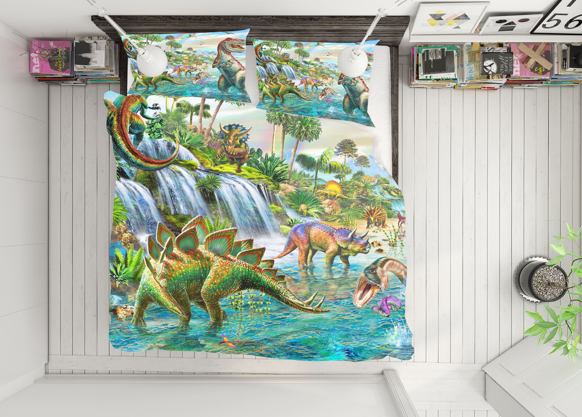 3D Dinosaur Falls 2043 Adrian Chesterman Bedding Bed Pillowcases Quilt