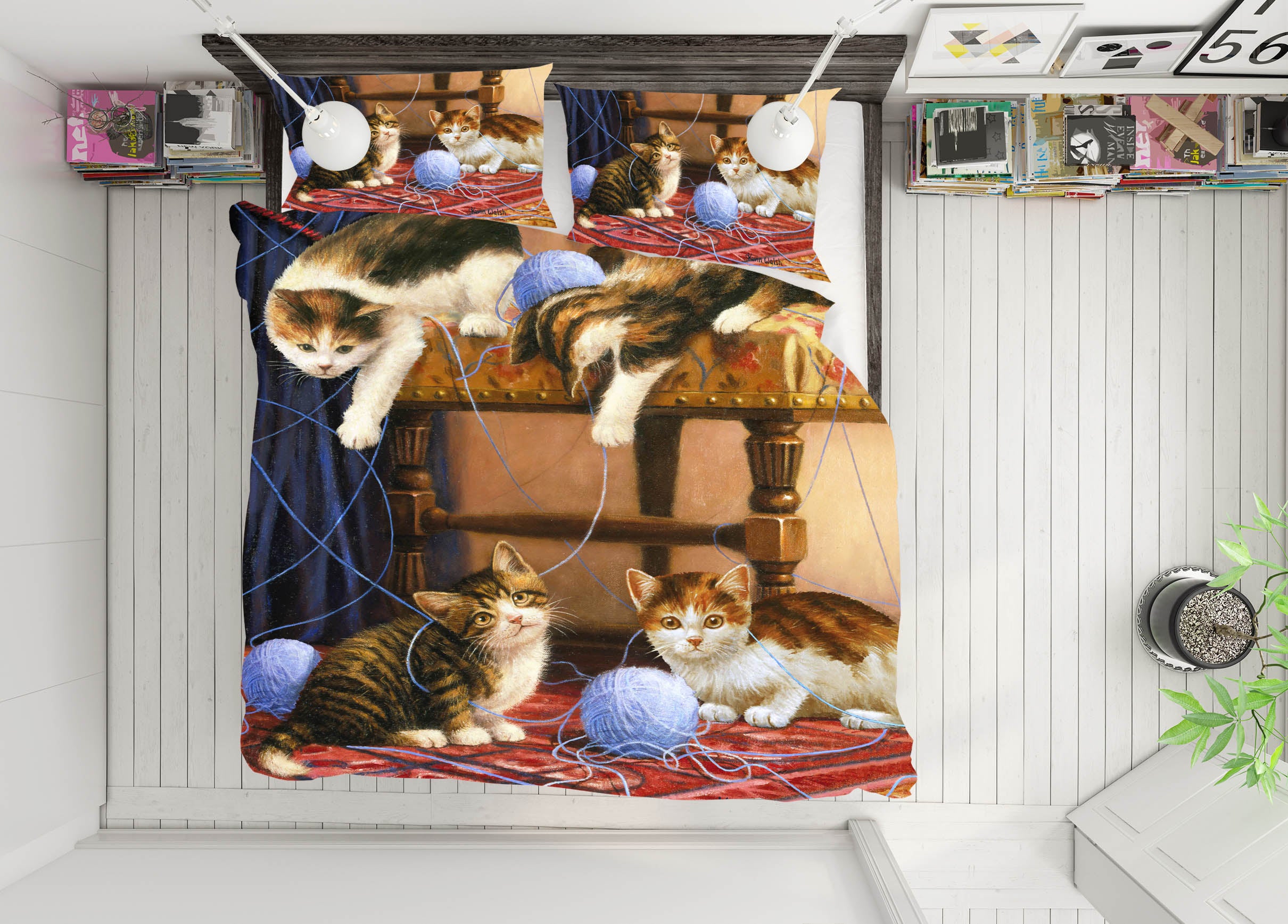 3D Cat Yarn 12501 Kevin Walsh Bedding Bed Pillowcases Quilt