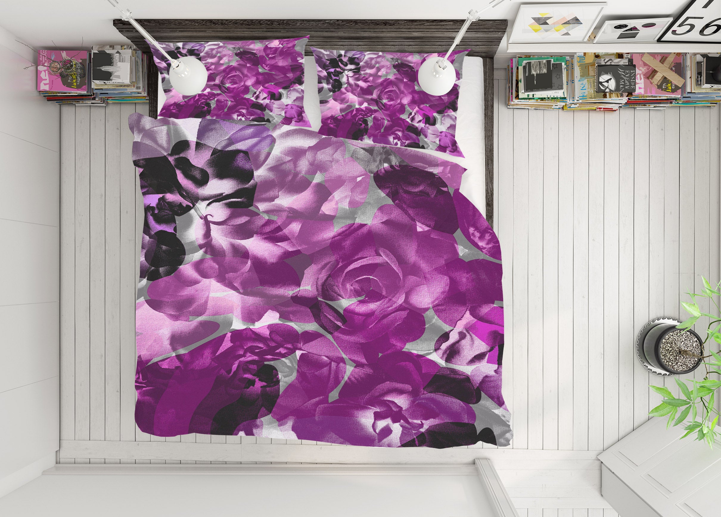 3D Purple Flowers 19128 Shandra Smith Bedding Bed Pillowcases Quilt