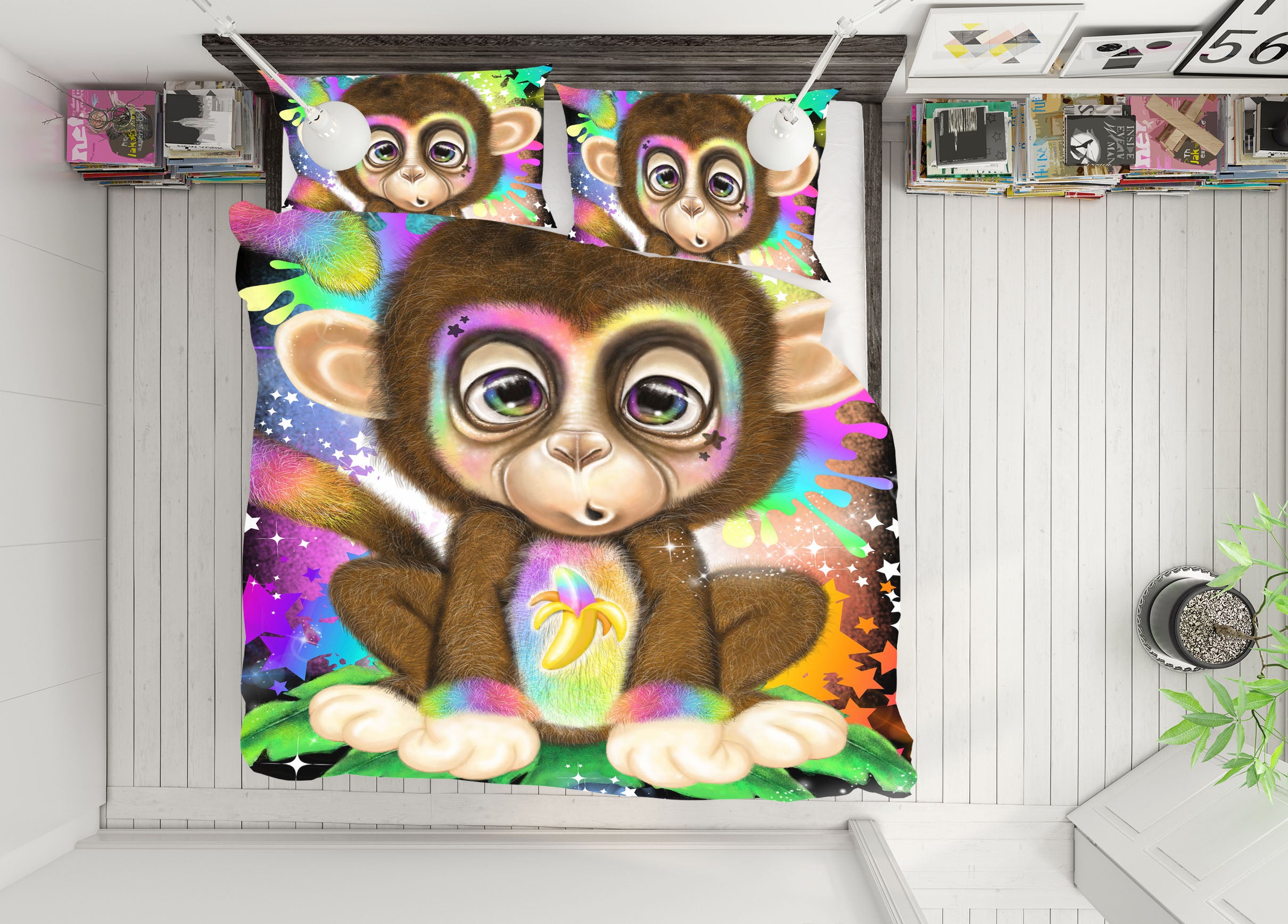 3D Cartoon Monkey 8597 Sheena Pike Bedding Bed Pillowcases Quilt Cover Duvet Cover